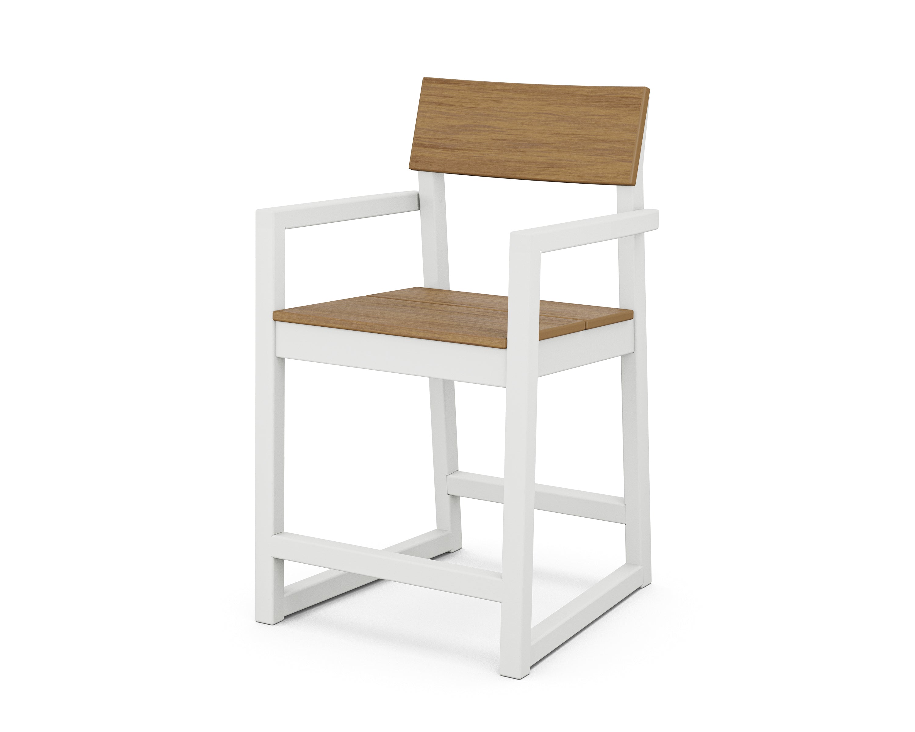 POLYWOOD® EDGE Counter Arm Chair in White / Natural