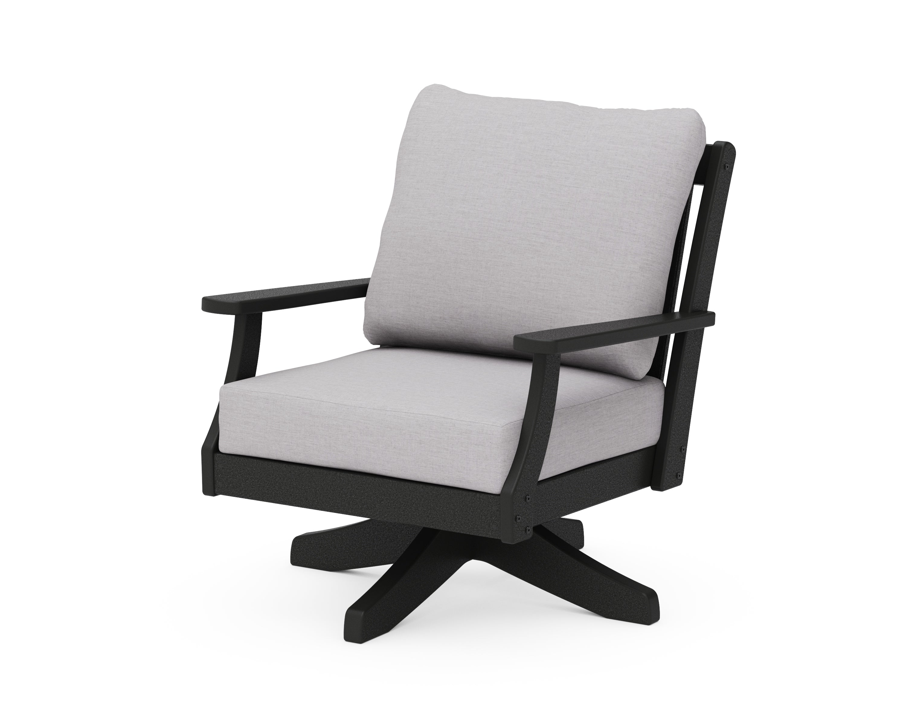 POLYWOOD® Braxton Deep Seating Swivel Chair in Black / Granite