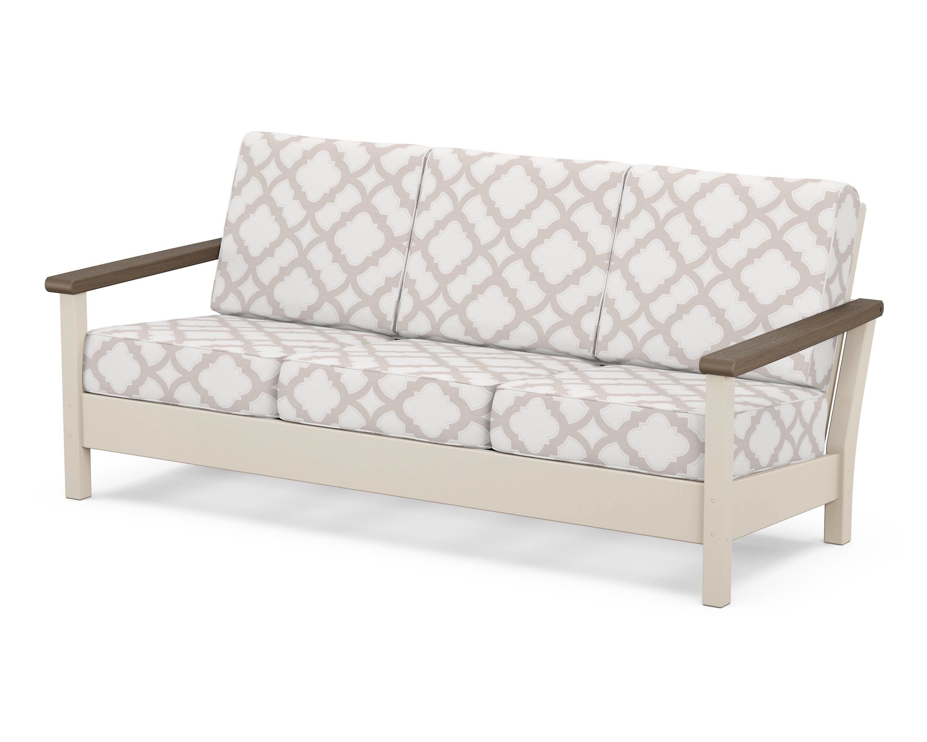 POLYWOOD® Harbour Deep Seating Sofa in Sand / Kona / Trellis Dune Burlap