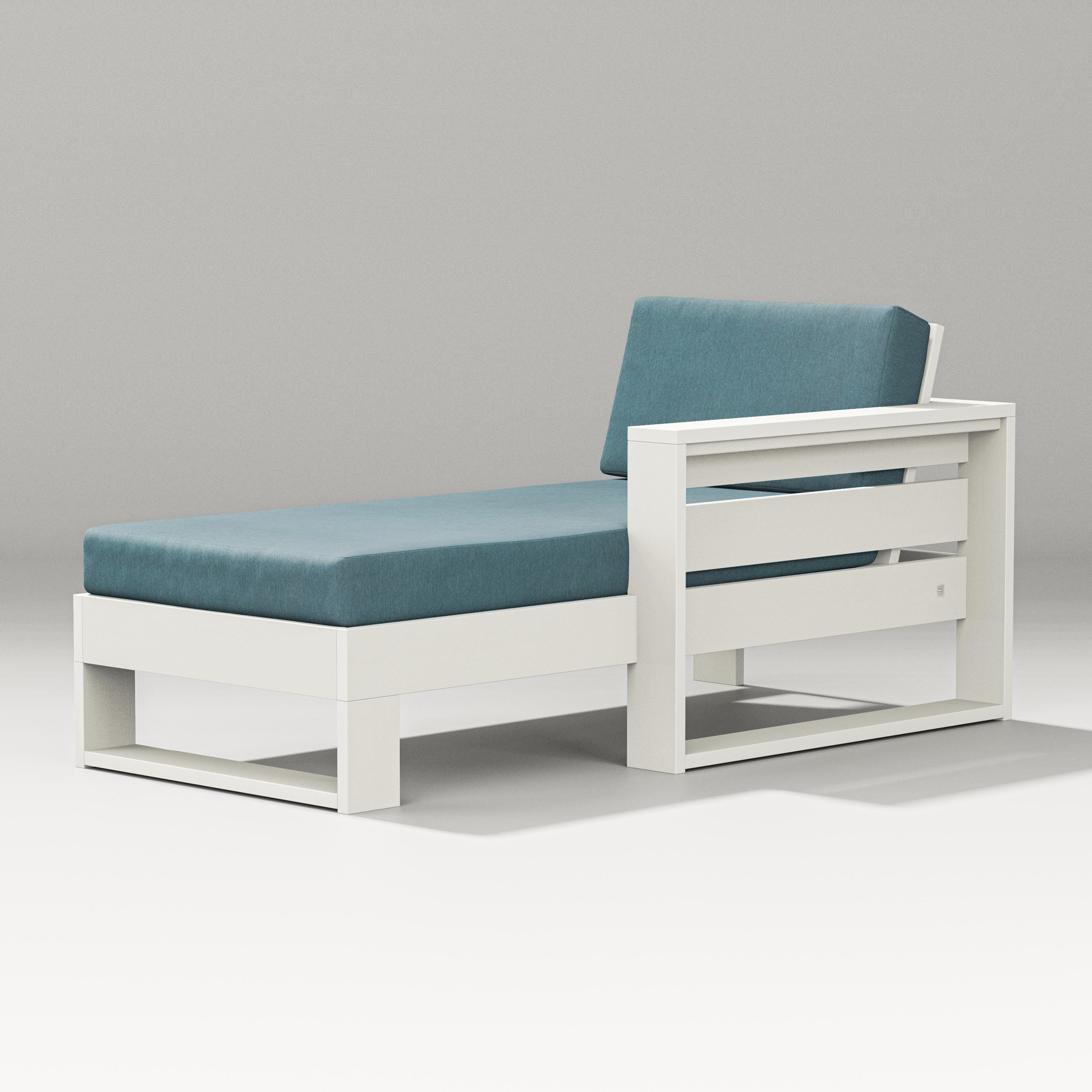 PW Designer Series Latitude Modular Right Arm Chaise in Vintage White / Ocean Teal