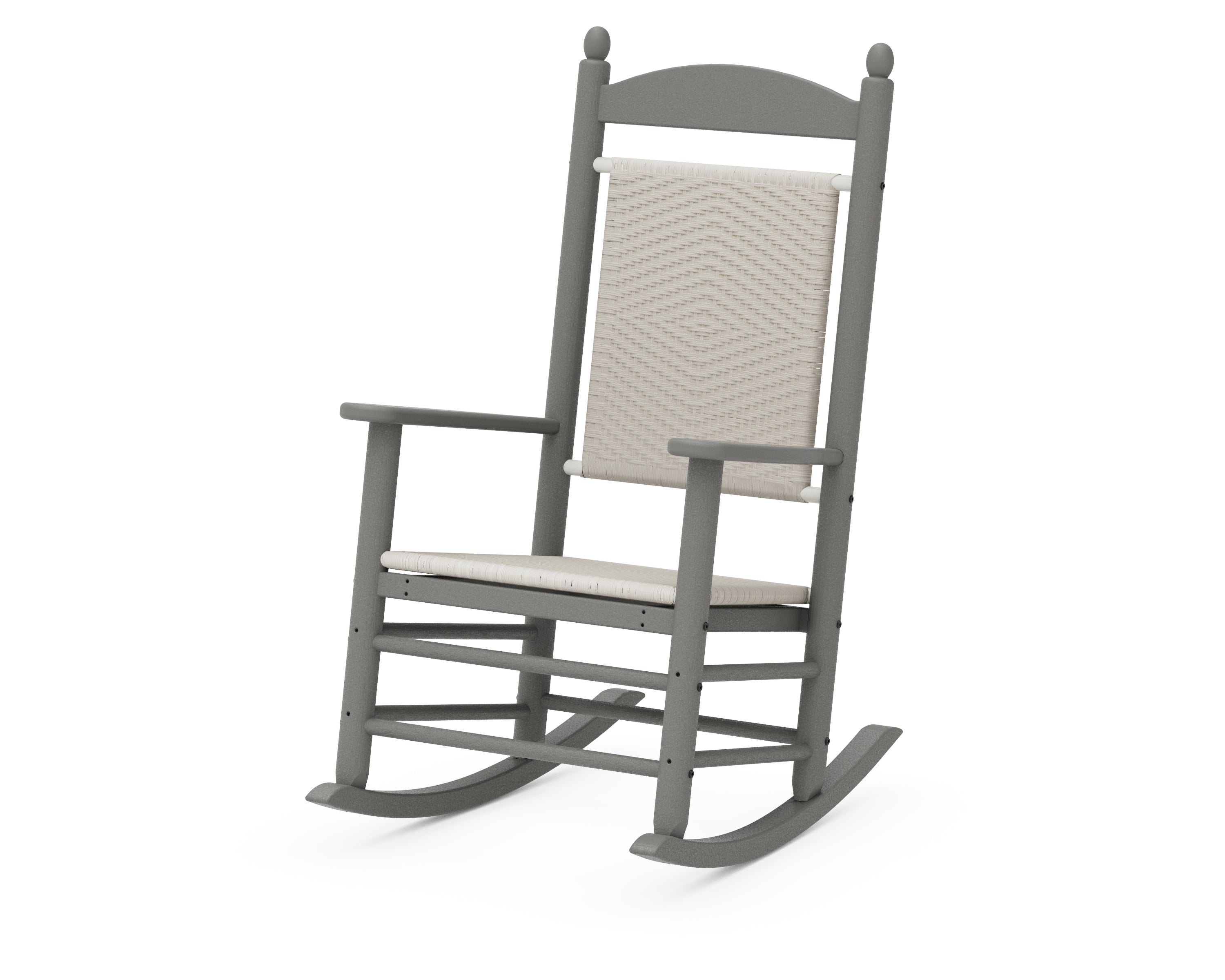 POLYWOOD® Jefferson Woven Rocking Chair in Slate Grey / White Loom