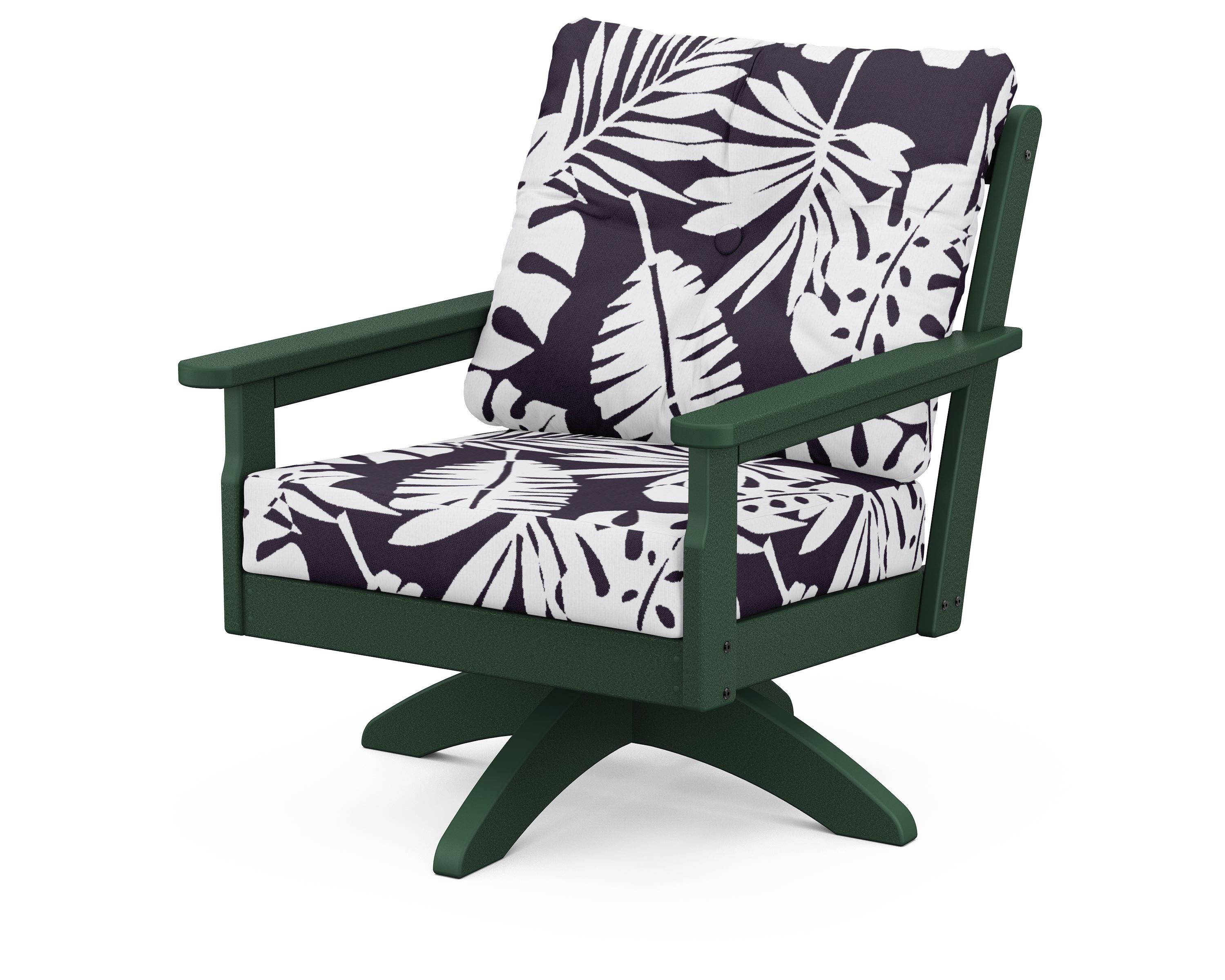 POLYWOOD® Vineyard Deep Seating Swivel Chair in Green / Leaf Navy