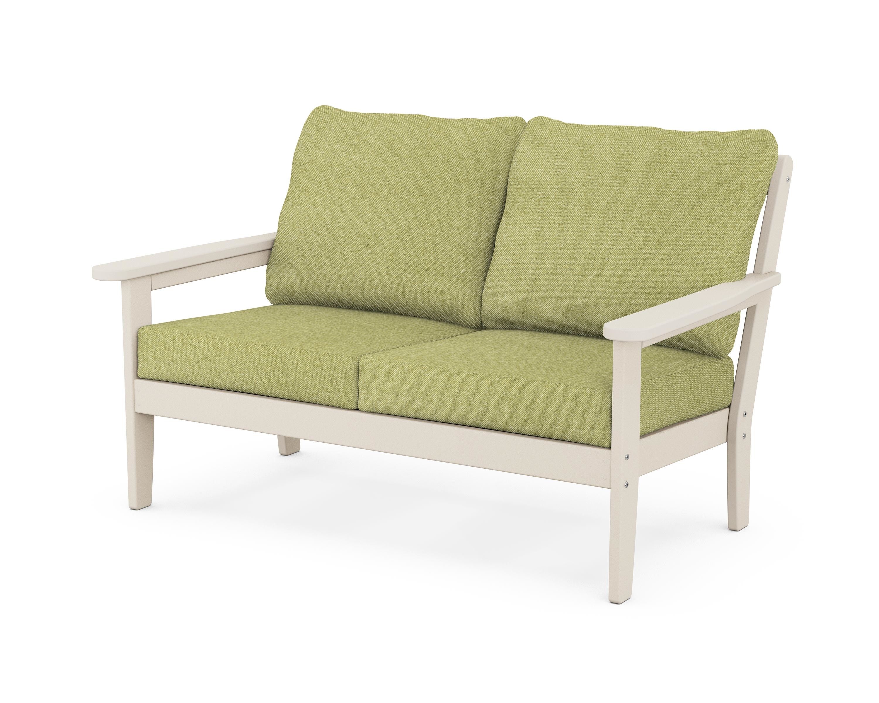 Country Living Cottage Deep Seating Loveseat in Sand / Chartreuse Boucle
