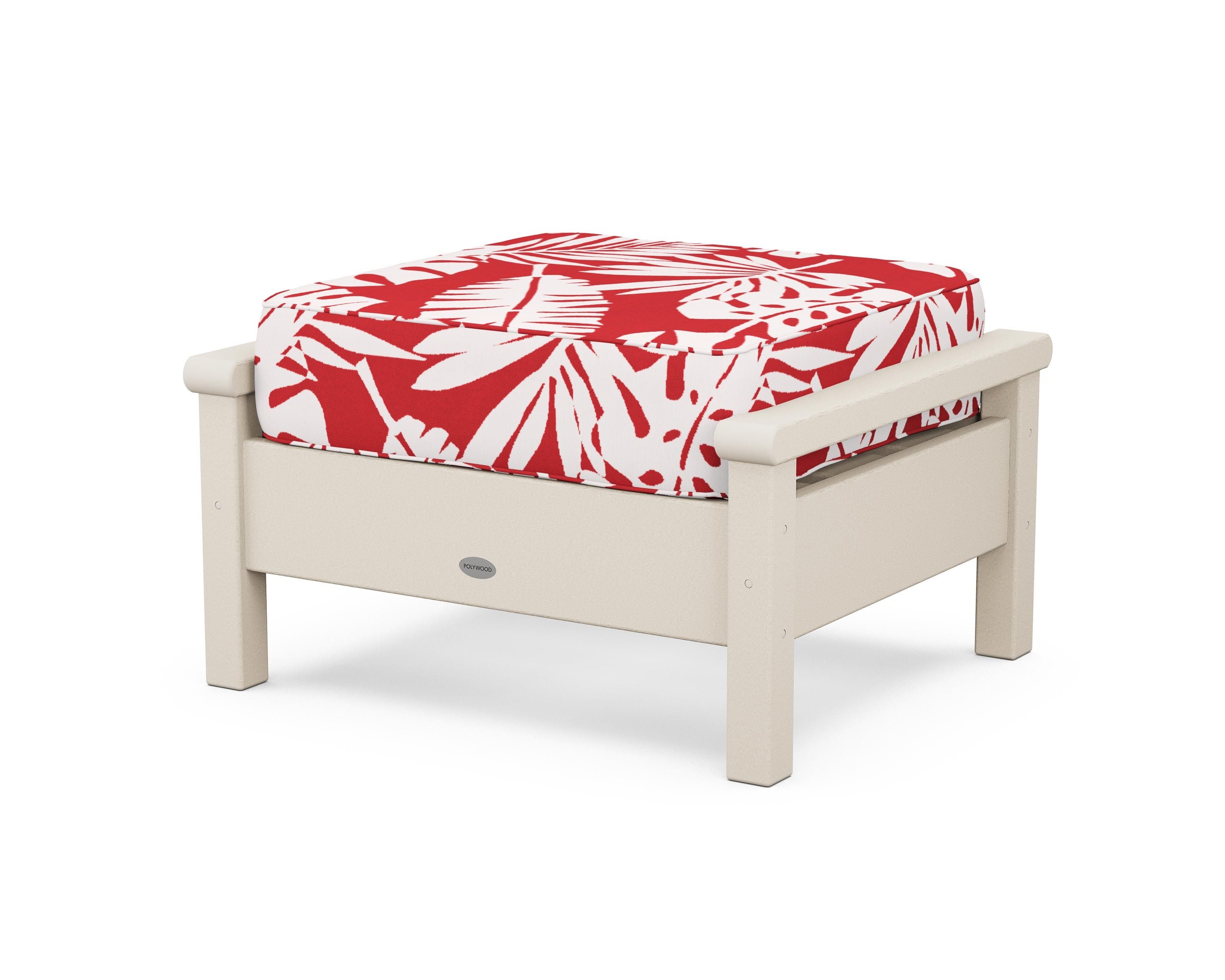 POLYWOOD® Harbour Deep Seating Ottoman in Sand / Leaf Crimson