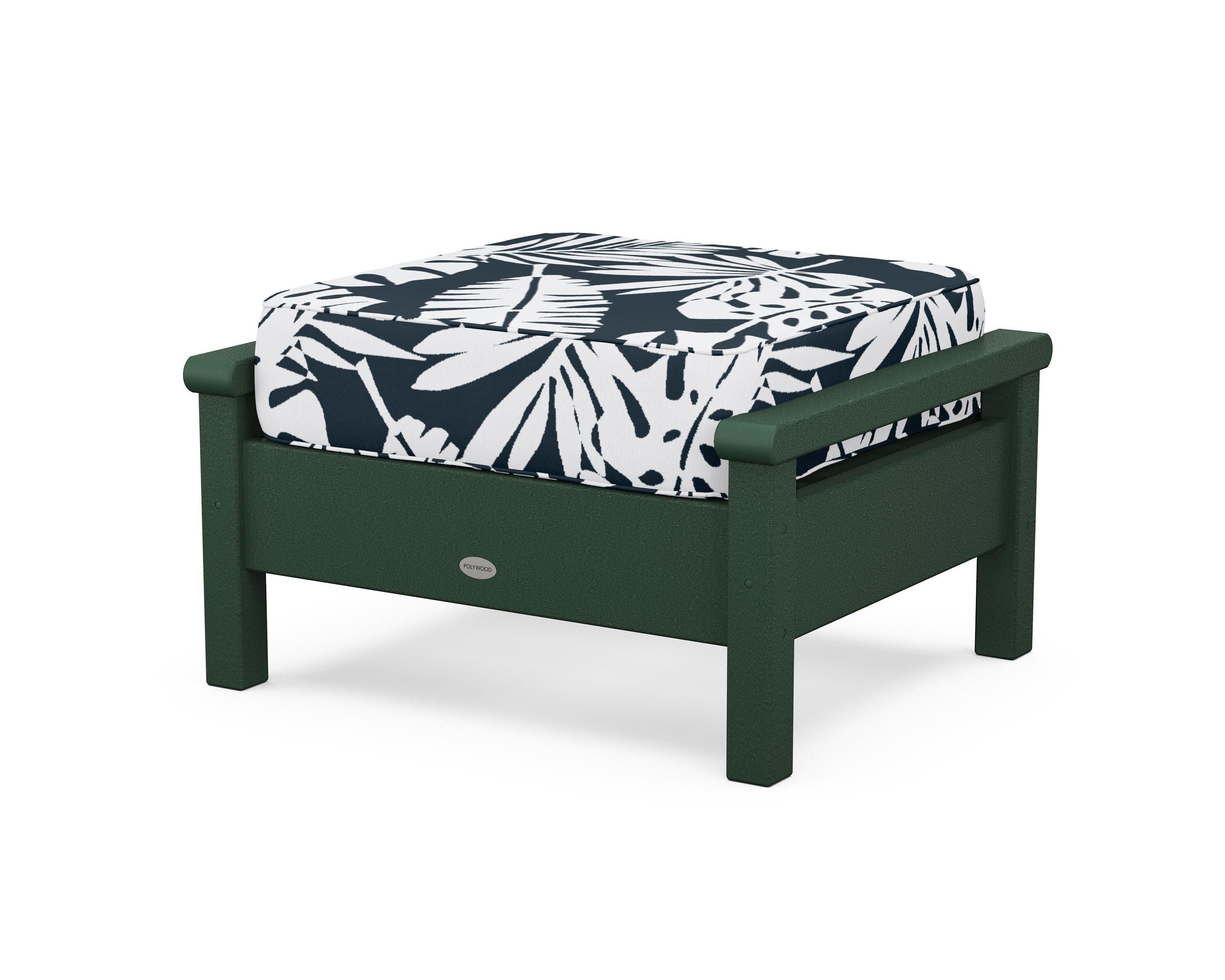 POLYWOOD® Harbour Deep Seating Ottoman in Green / Leaf Marine Indigo