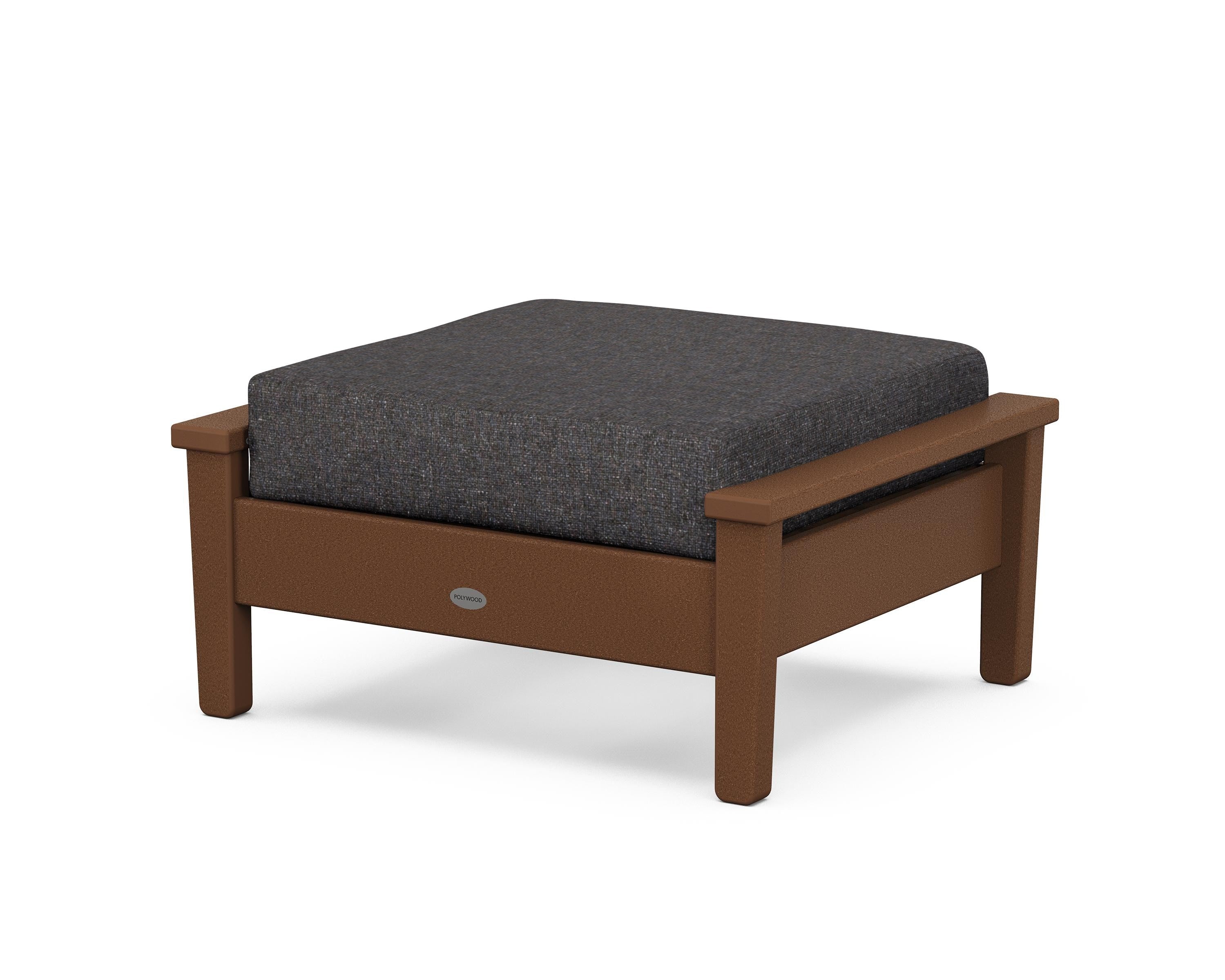 POLYWOOD® Prescott Deep Seating Ottoman in Teak / Ash Charcoal