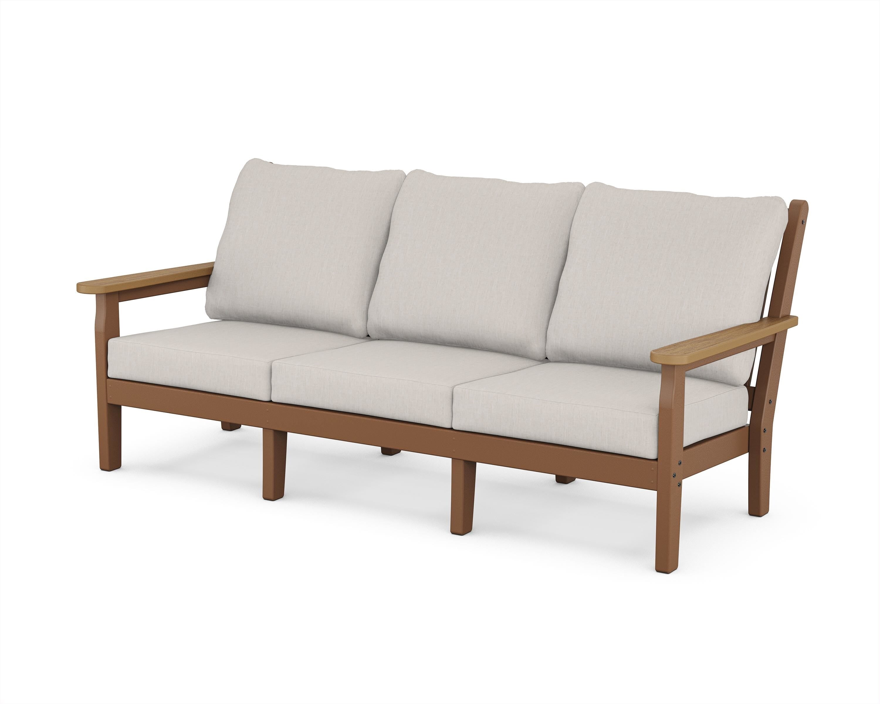 POLYWOOD® Chippendale Deep Seating Sofa in Teak / Natural / Cast Ash