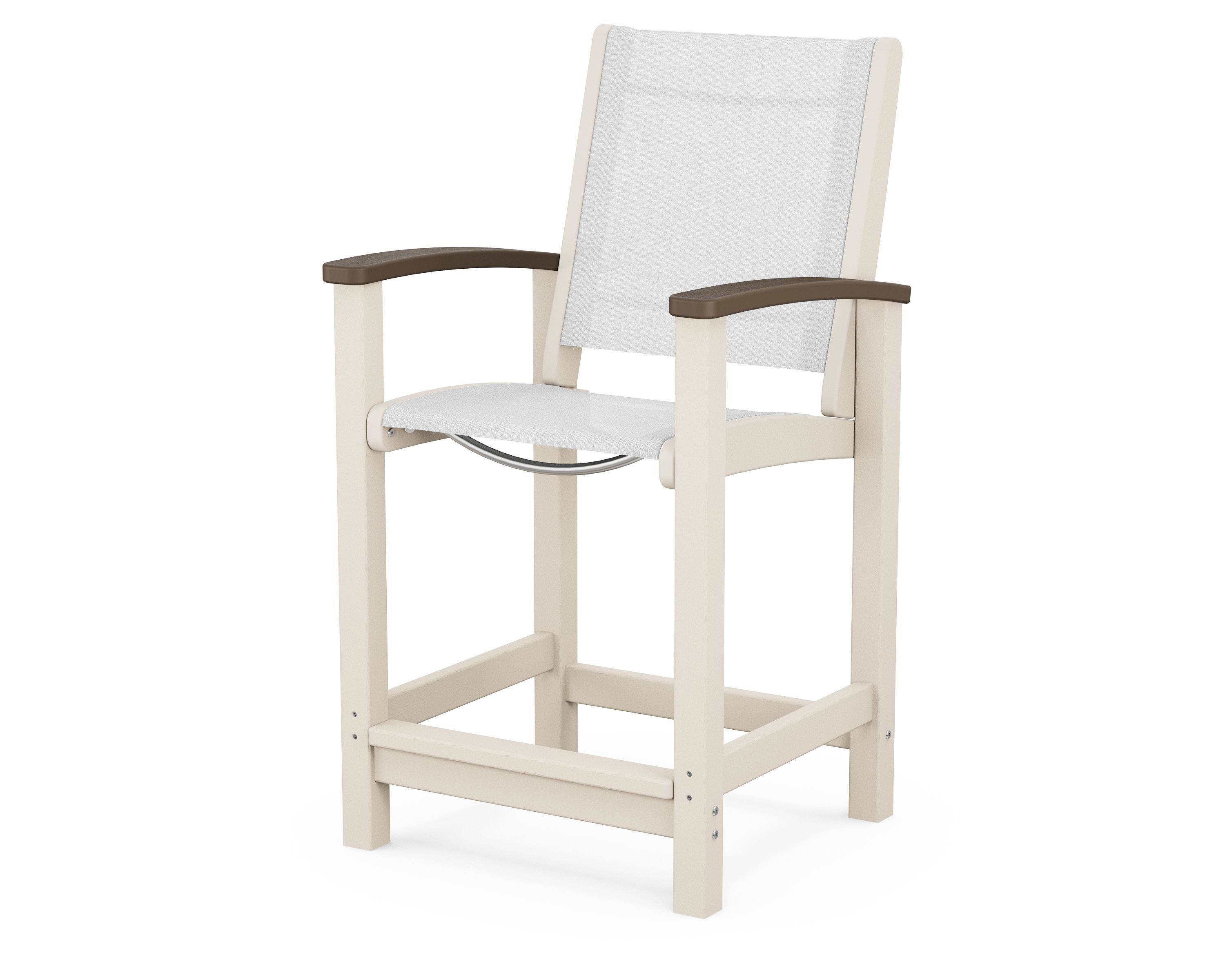 POLYWOOD® Coastal Counter Chair in Sand / Kona / White Sling