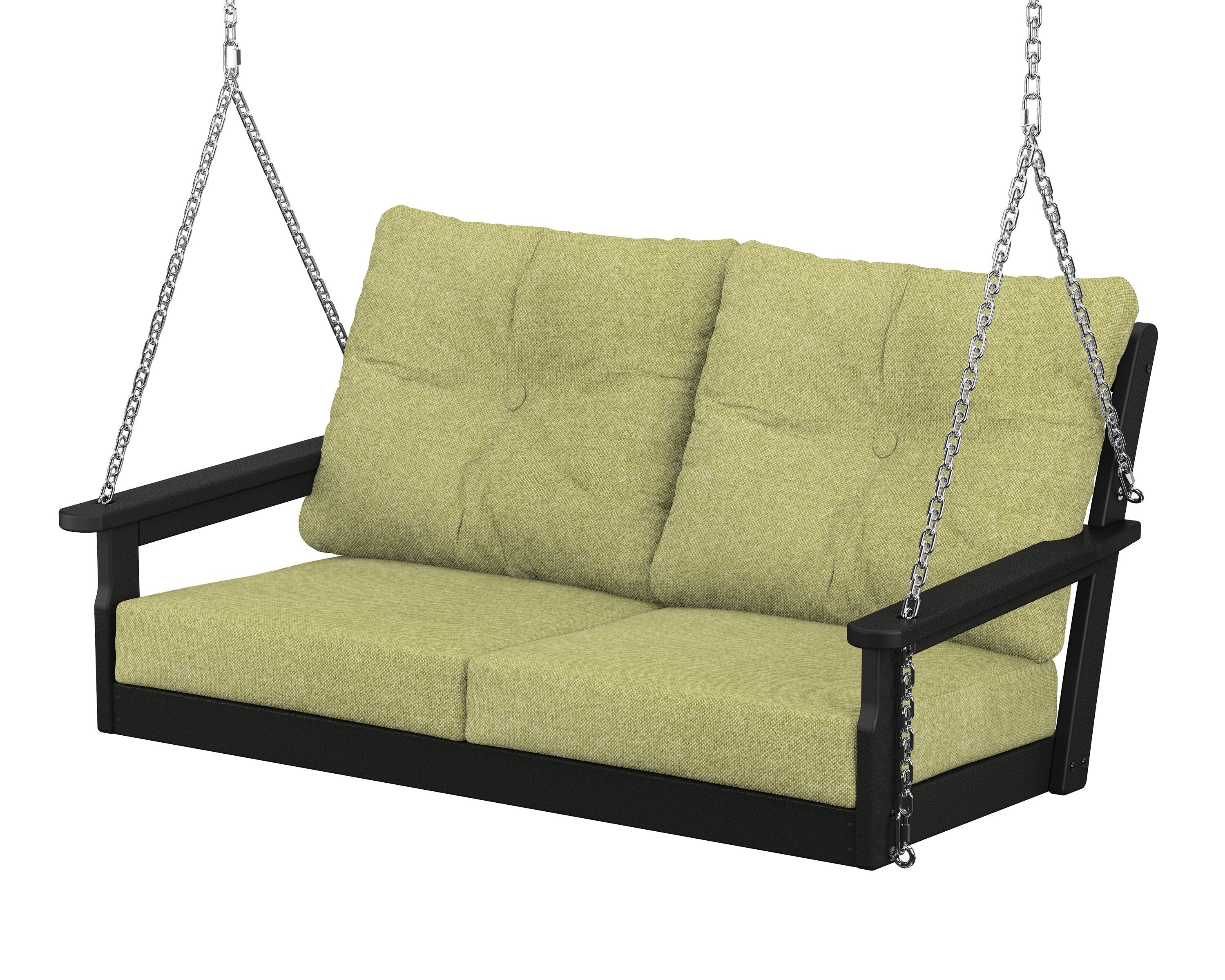 POLYWOOD® Vineyard Deep Seating Swing in Black / Chartreuse Boucle