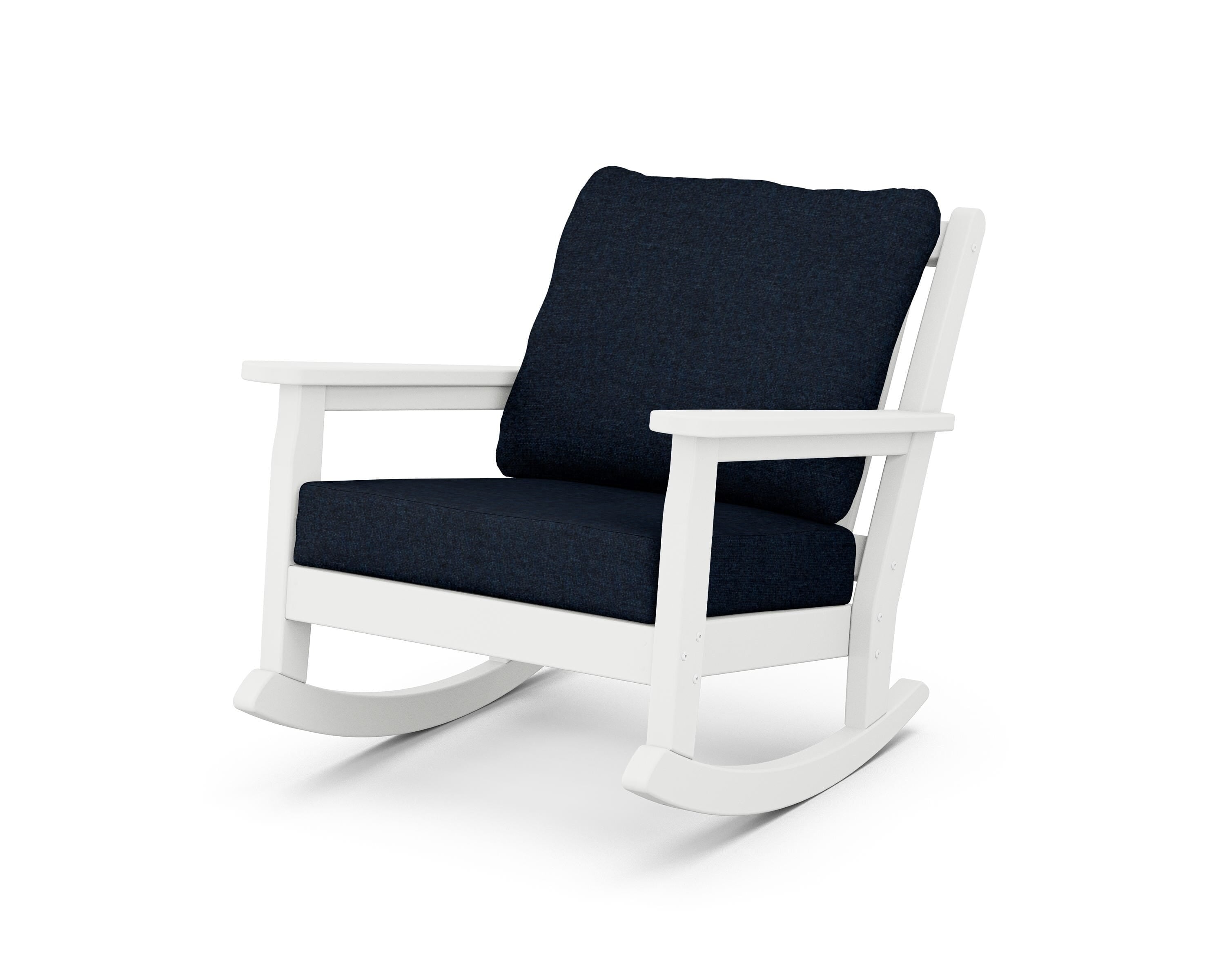 POLYWOOD® Chippendale Deep Seating Rocking Chair in White / Marine Indigo