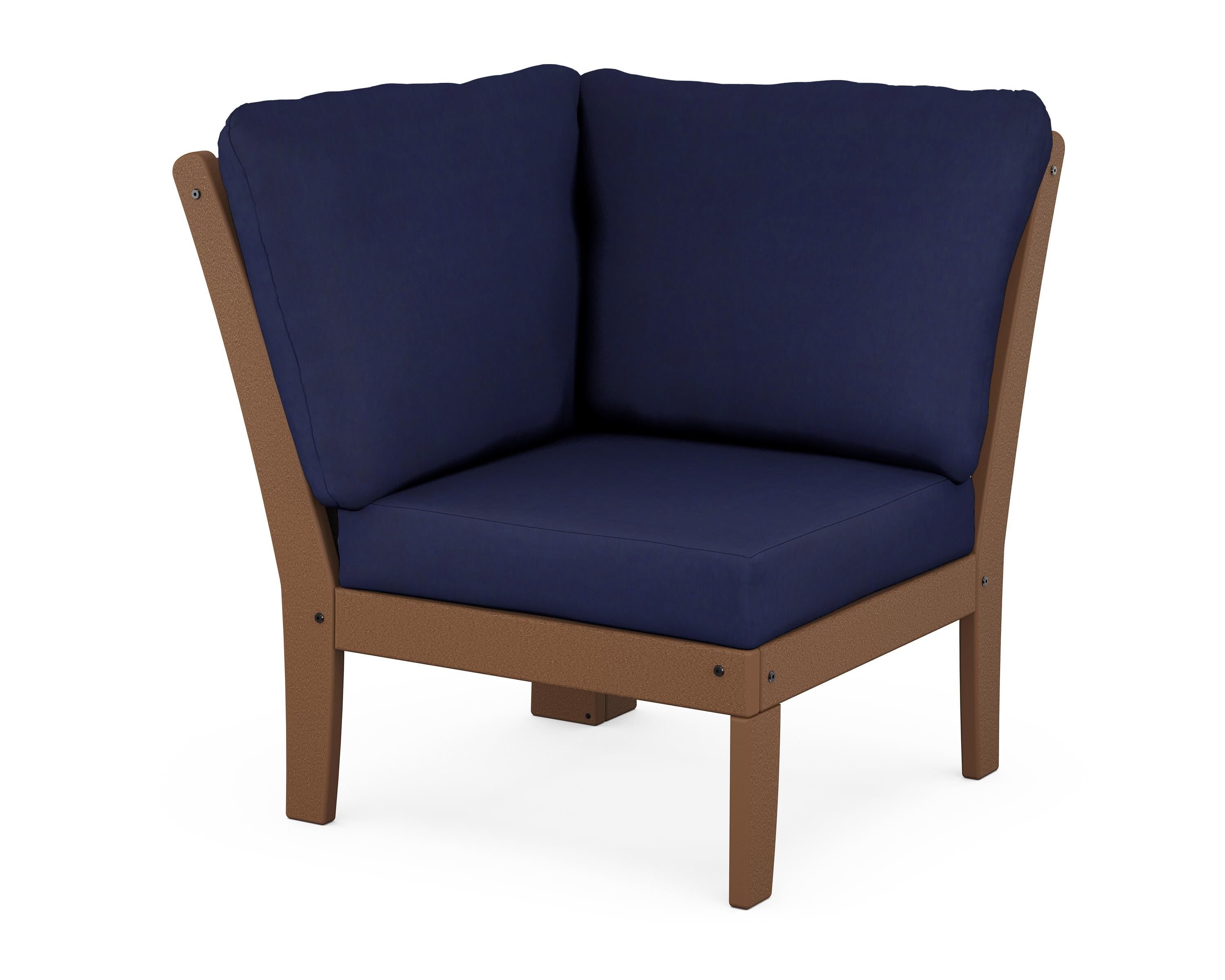 POLYWOOD® Braxton Modular Corner Chair in Teak / Navy