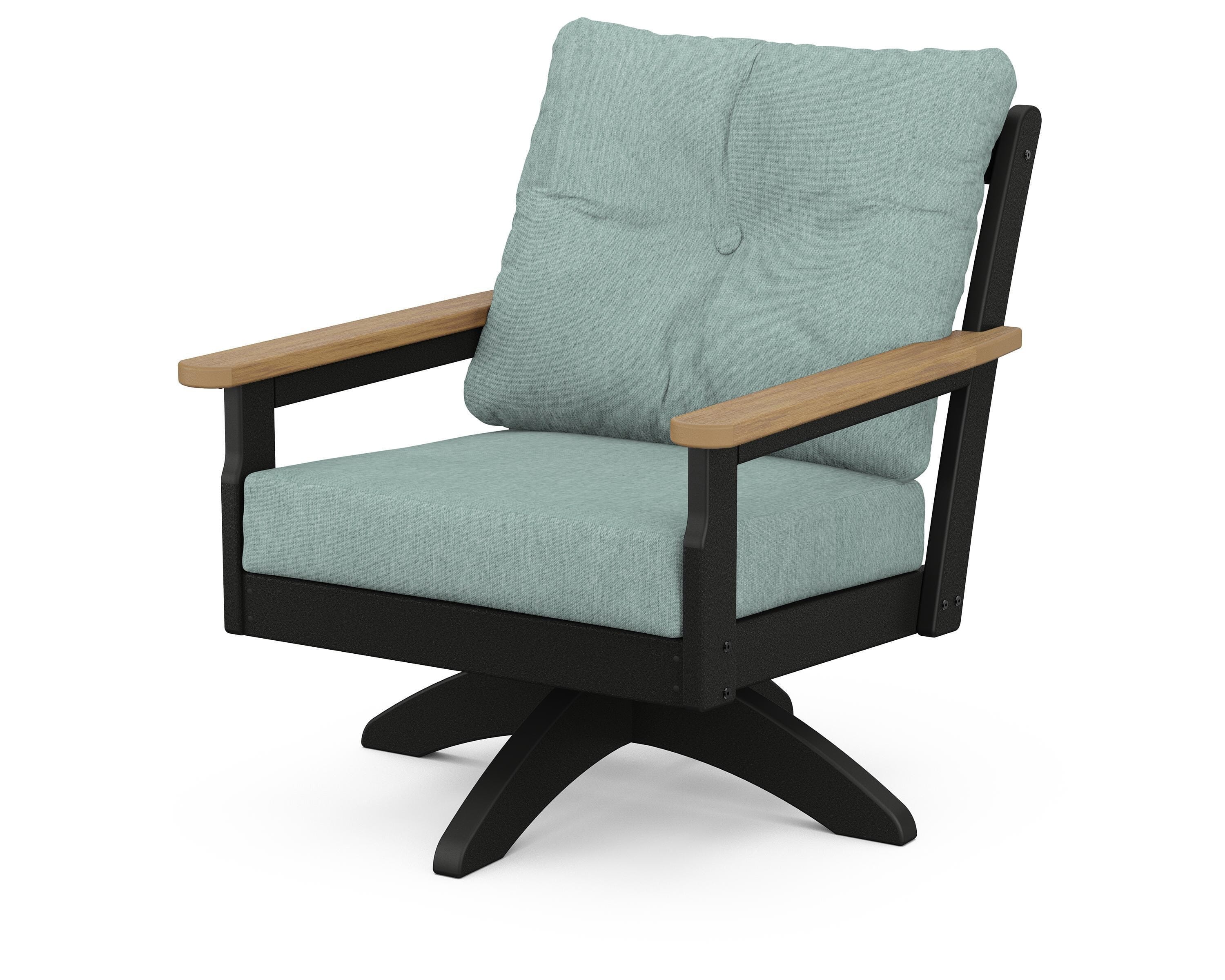 POLYWOOD® Vineyard Deep Seating Swivel Chair in Black / Natural / Glacier Spa