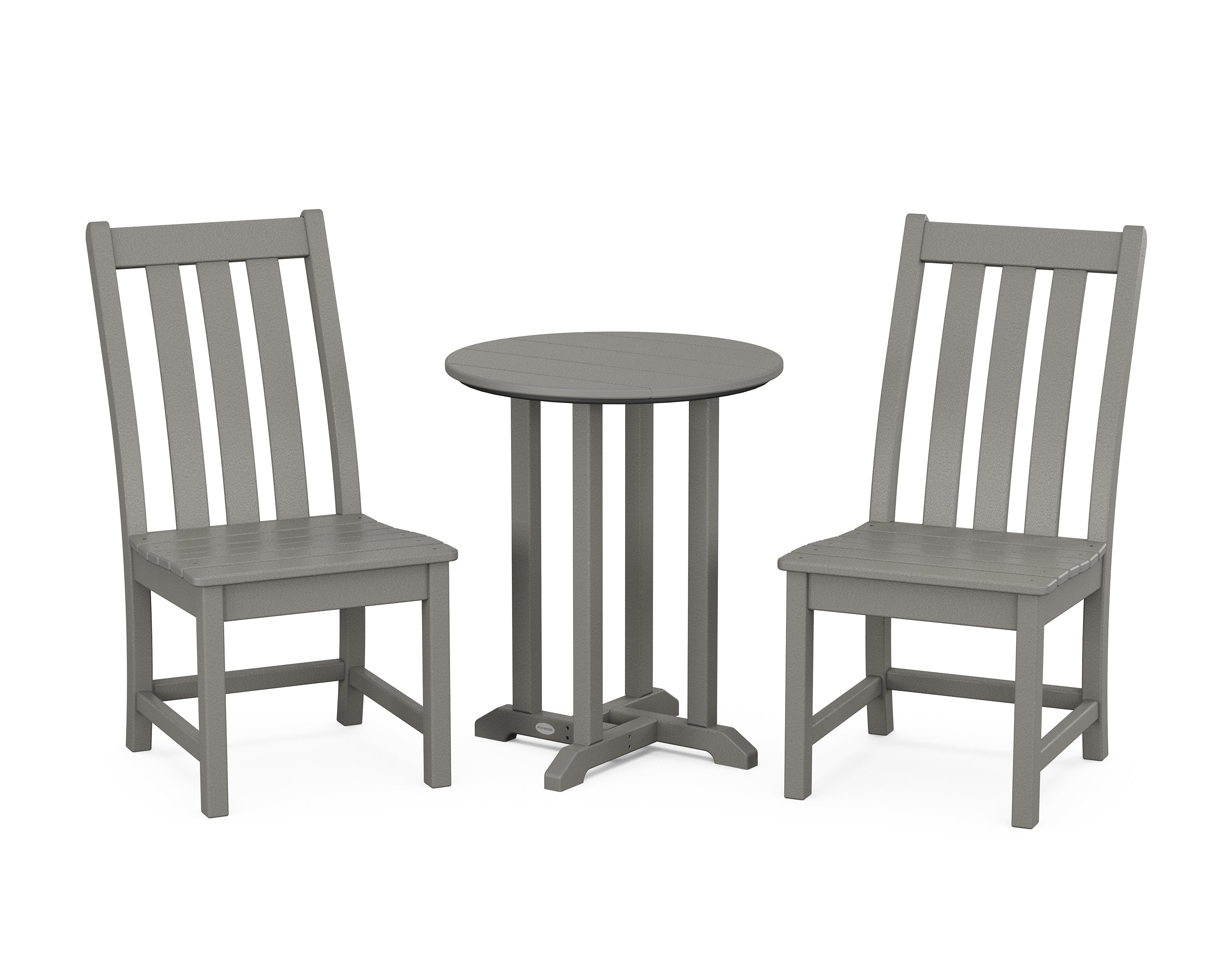 POLYWOOD® Vineyard Side Chair 3-Piece Round Bistro Dining Set in Slate Grey