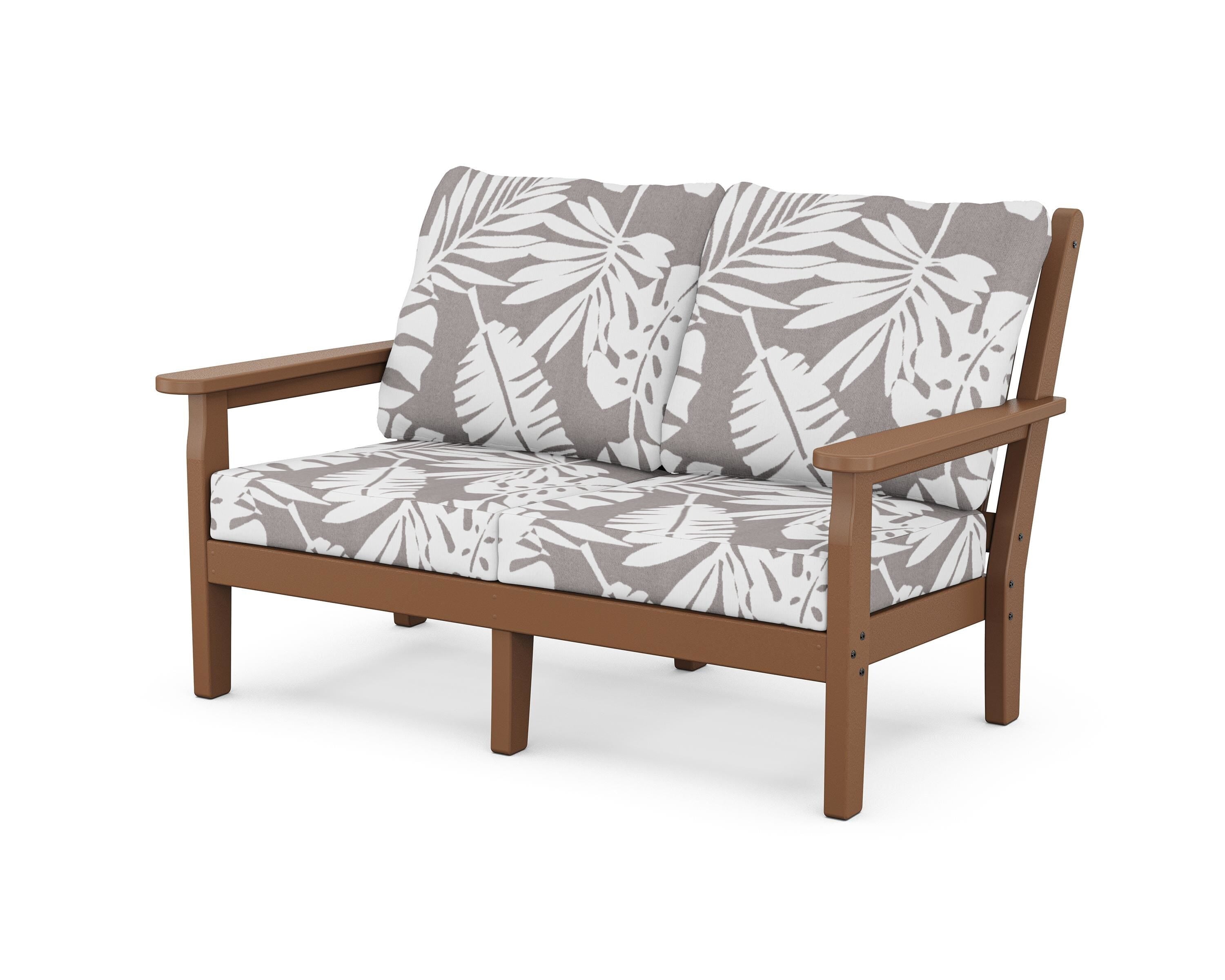 POLYWOOD® Chippendale Deep Seating Loveseat in Teak / Leaf Grey Mist