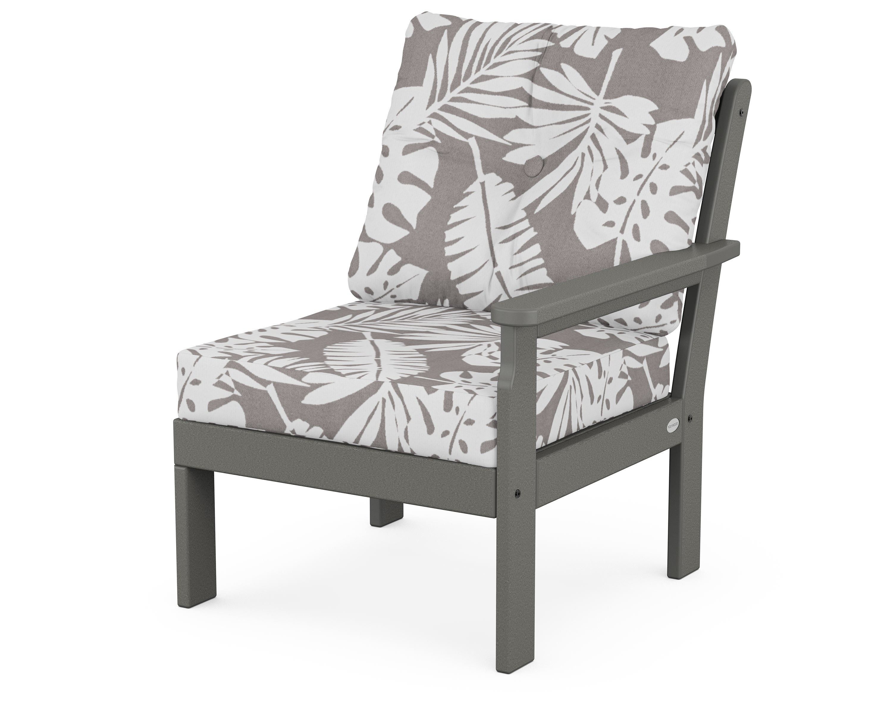 POLYWOOD® Vineyard Modular Right Arm Chair in Slate Grey / Leaf Grey Mist