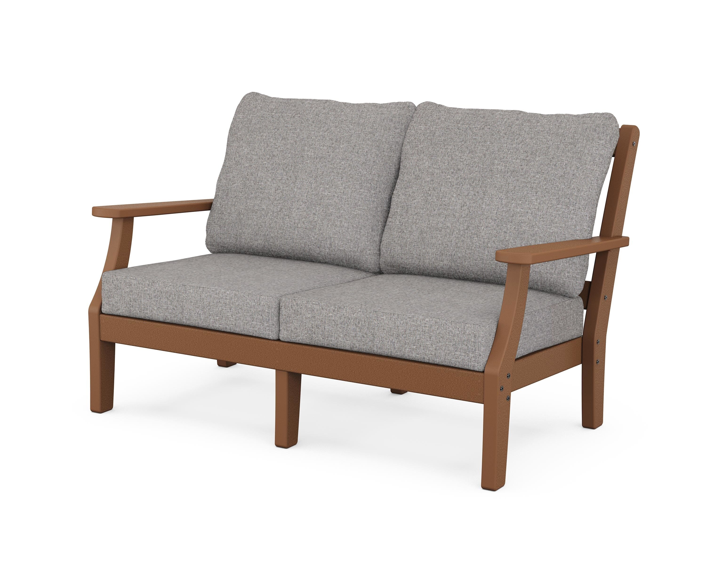 Martha Stewart by POLYWOOD® Chinoiserie Deep Seating Loveseat in Teak / Grey Mist