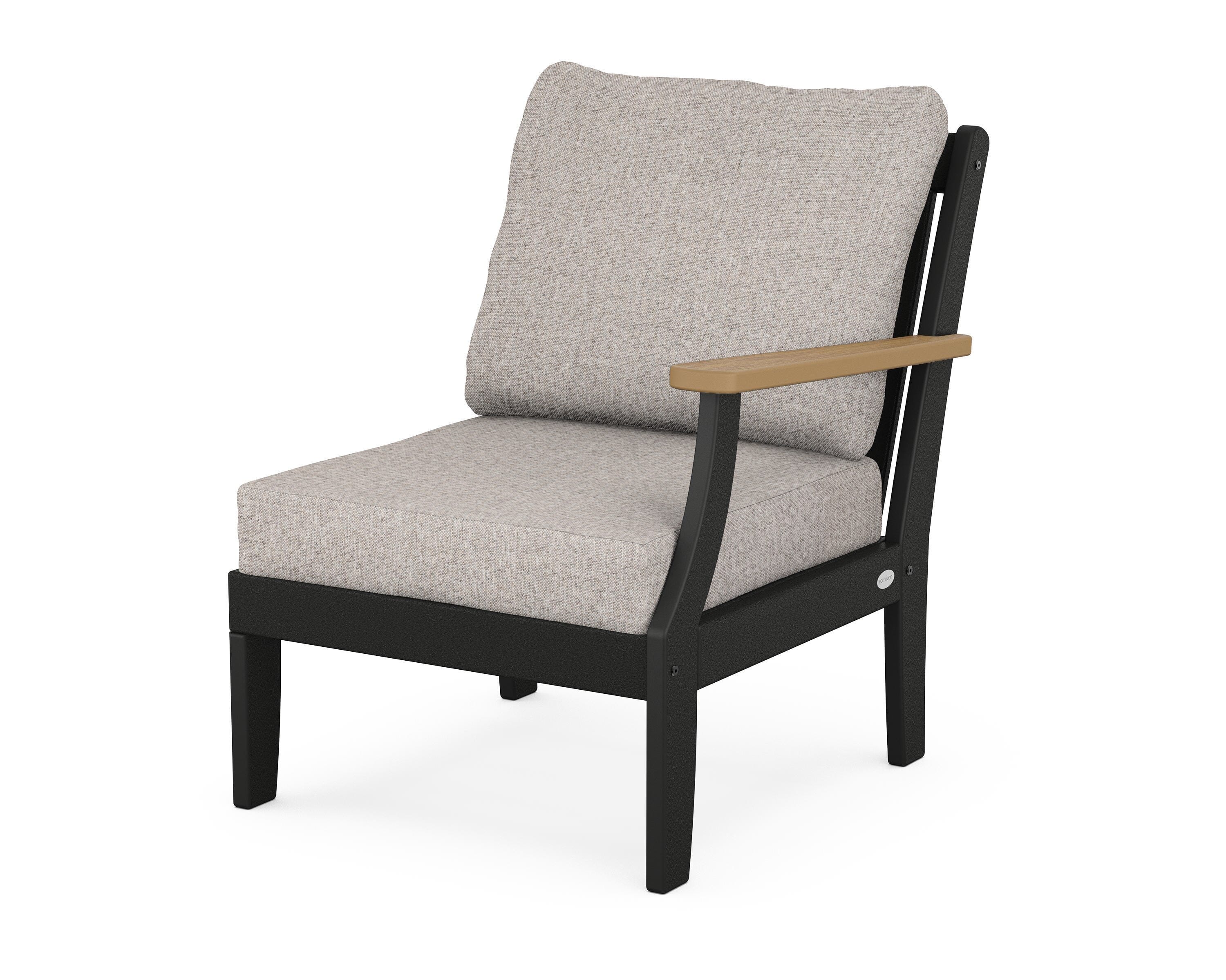 POLYWOOD® Braxton Modular Right Arm Chair in Black / Natural / Weathered Tweed