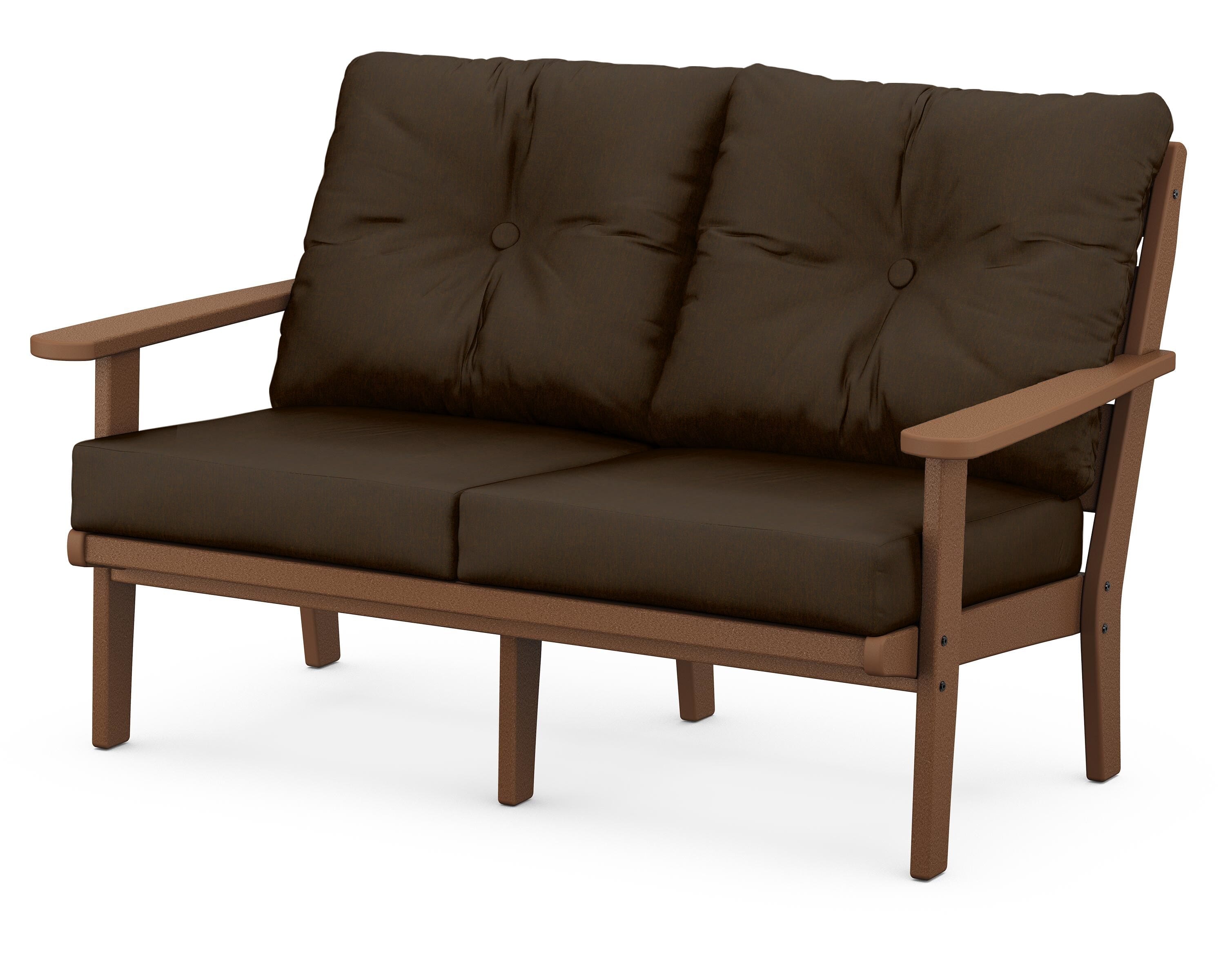 POLYWOOD® Lakeside Deep Seating Loveseat in Teak / Canvas Java