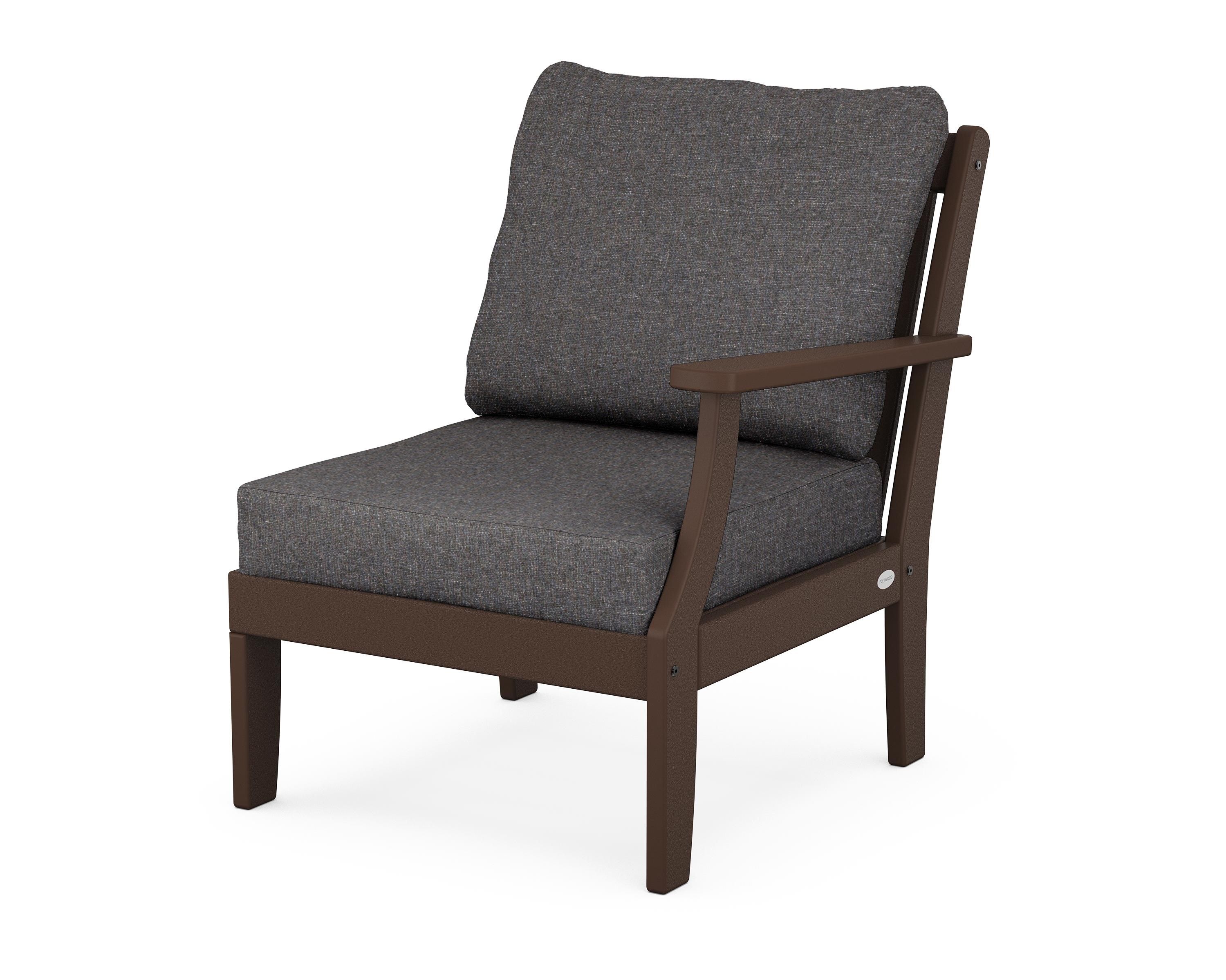 POLYWOOD® Braxton Modular Right Arm Chair in Mahogany / Ash Charcoal