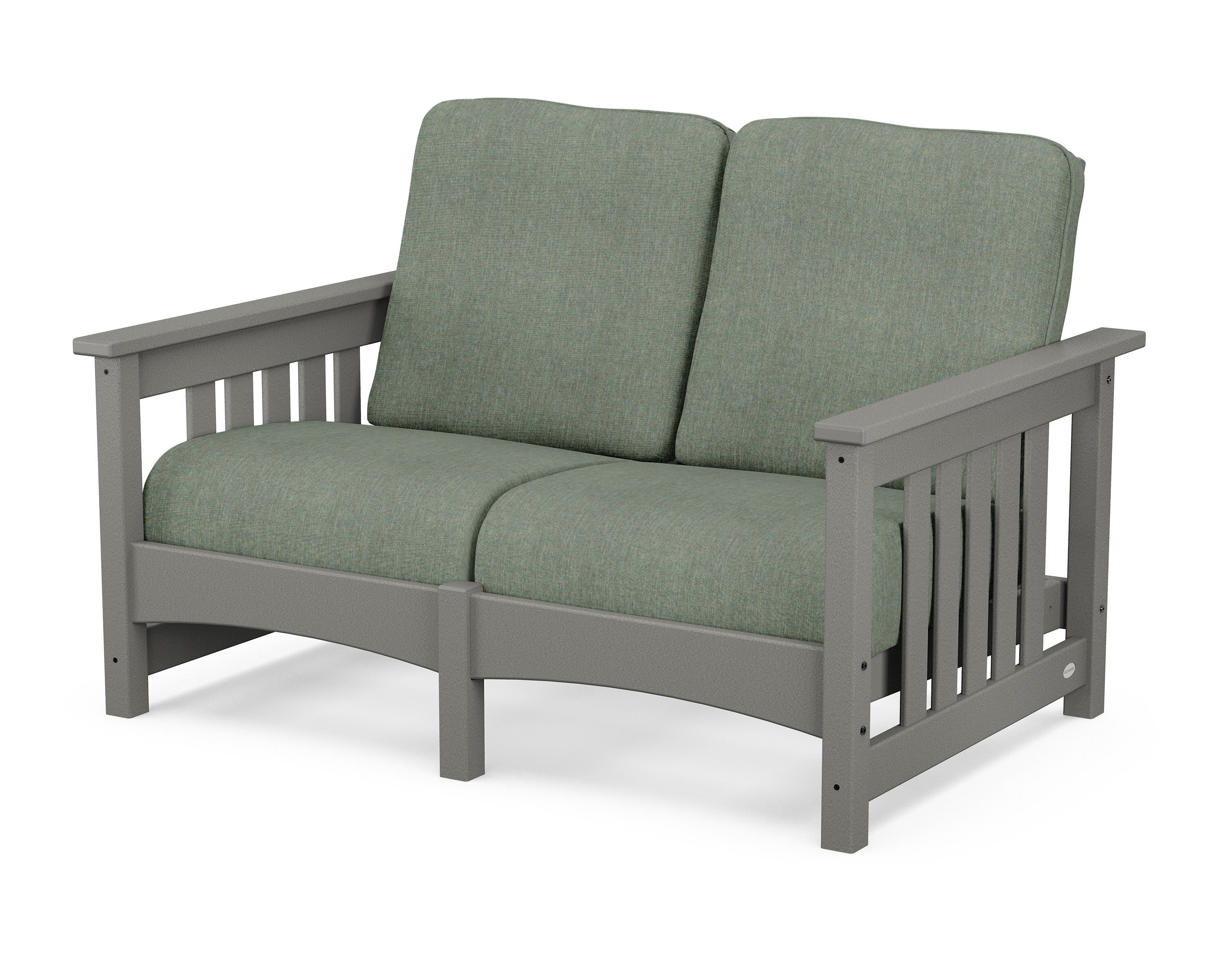 POLYWOOD® Club Mission Loveseat in Slate Grey / Cast Sage