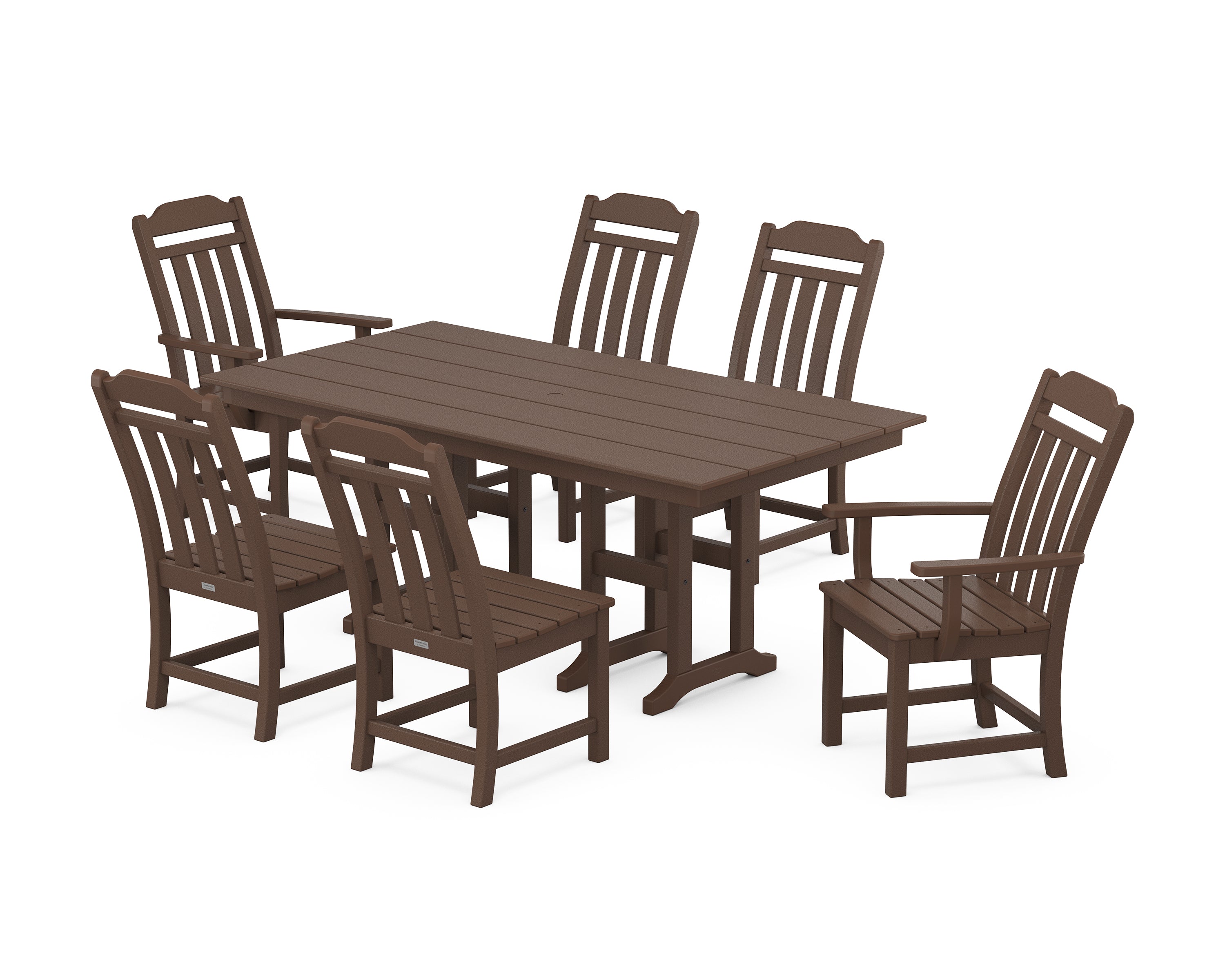Country Living Cottage 7-Piece Farmhouse Dining Set in Mahogany