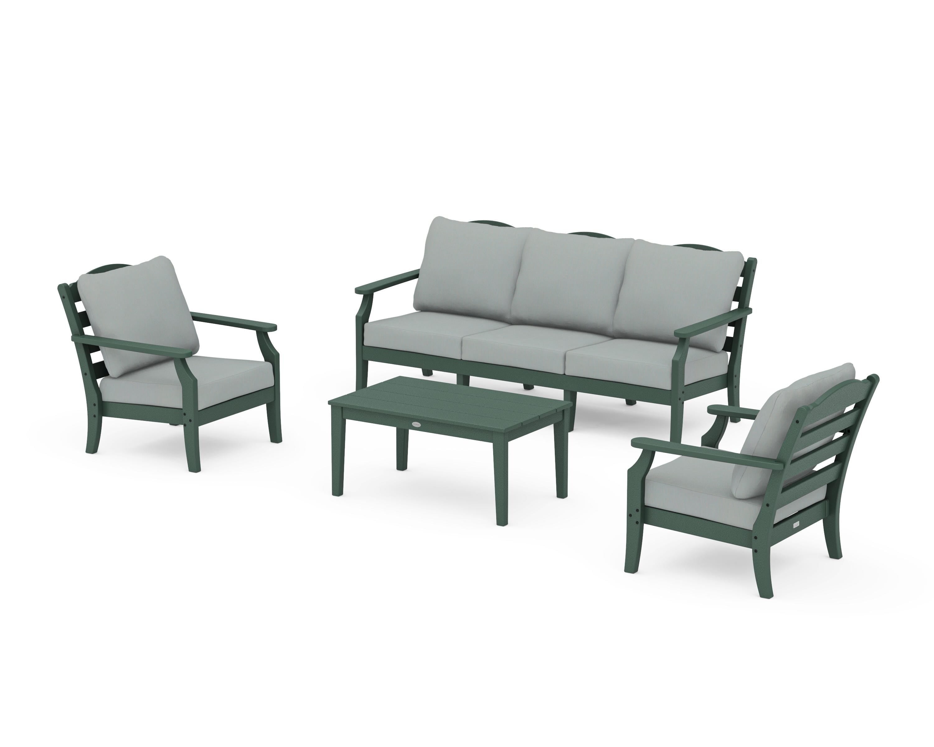 Draper James™ by POLYWOOD® Savannah 4-Piece Deep Seating Set with Sofa in Green / Spa