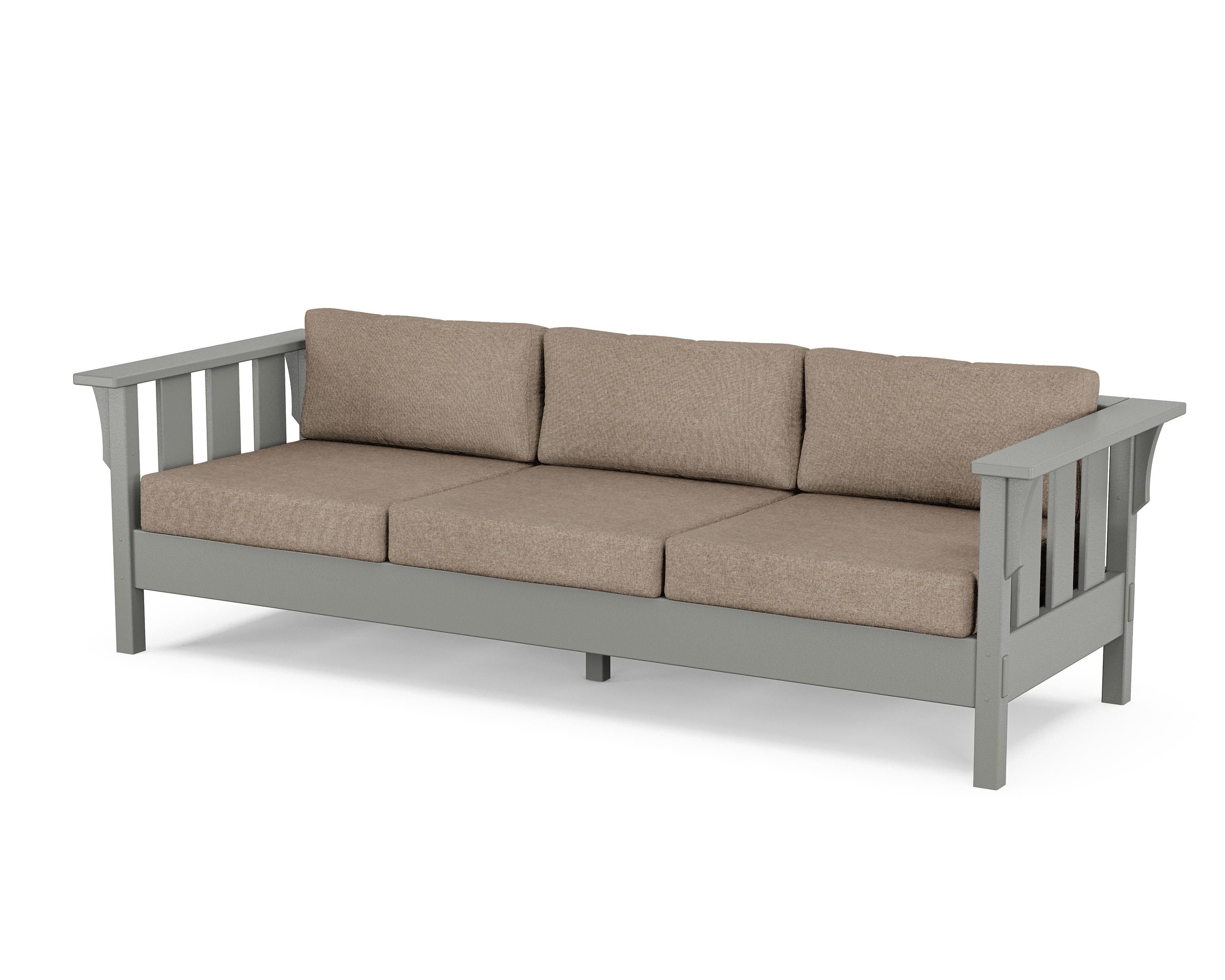 Martha Stewart by POLYWOOD® Acadia Deep Seating Sofa in Slate Grey / Spiced Burlap