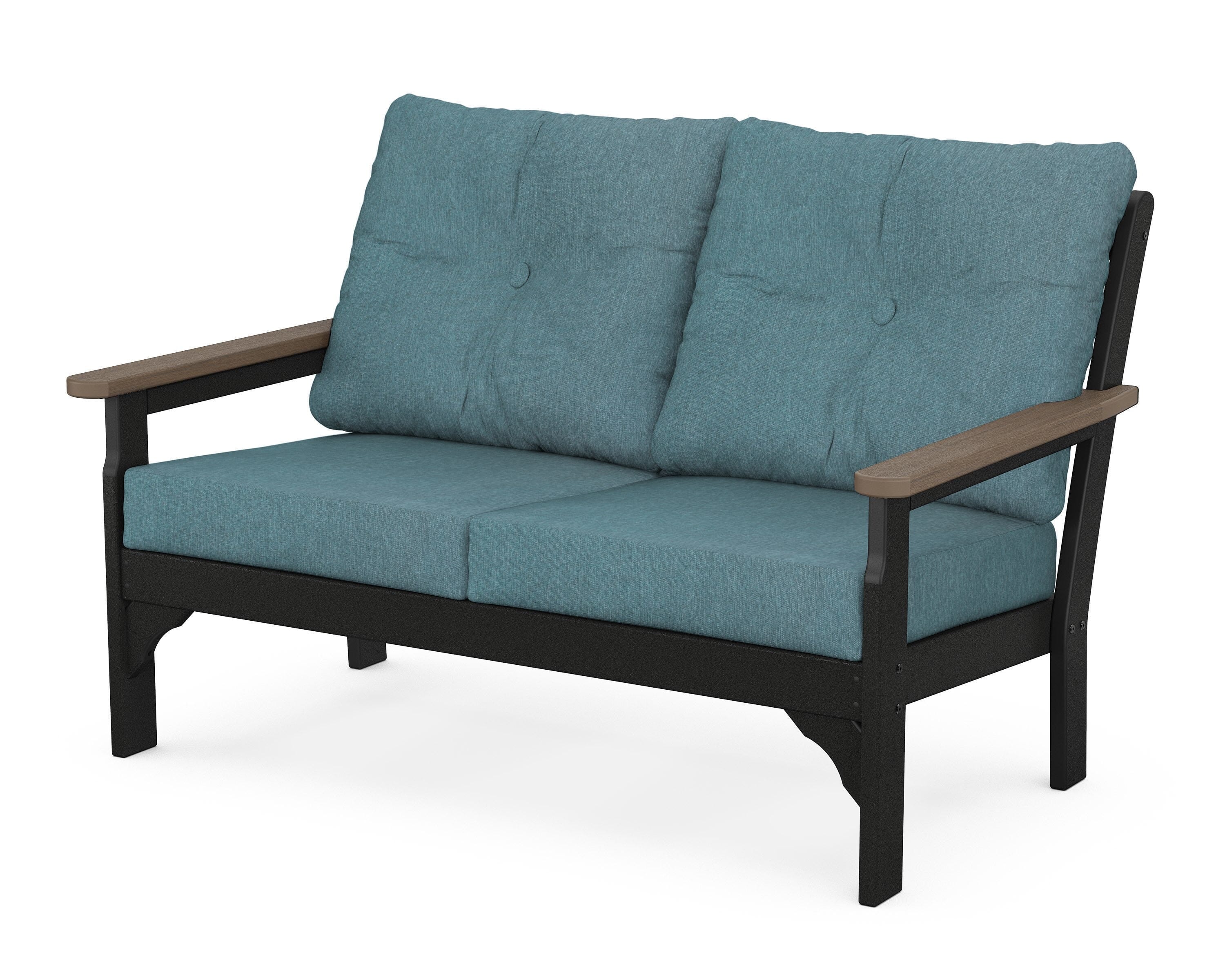 POLYWOOD® Vineyard Deep Seating Loveseat in Black / Kona / Ocean Teal