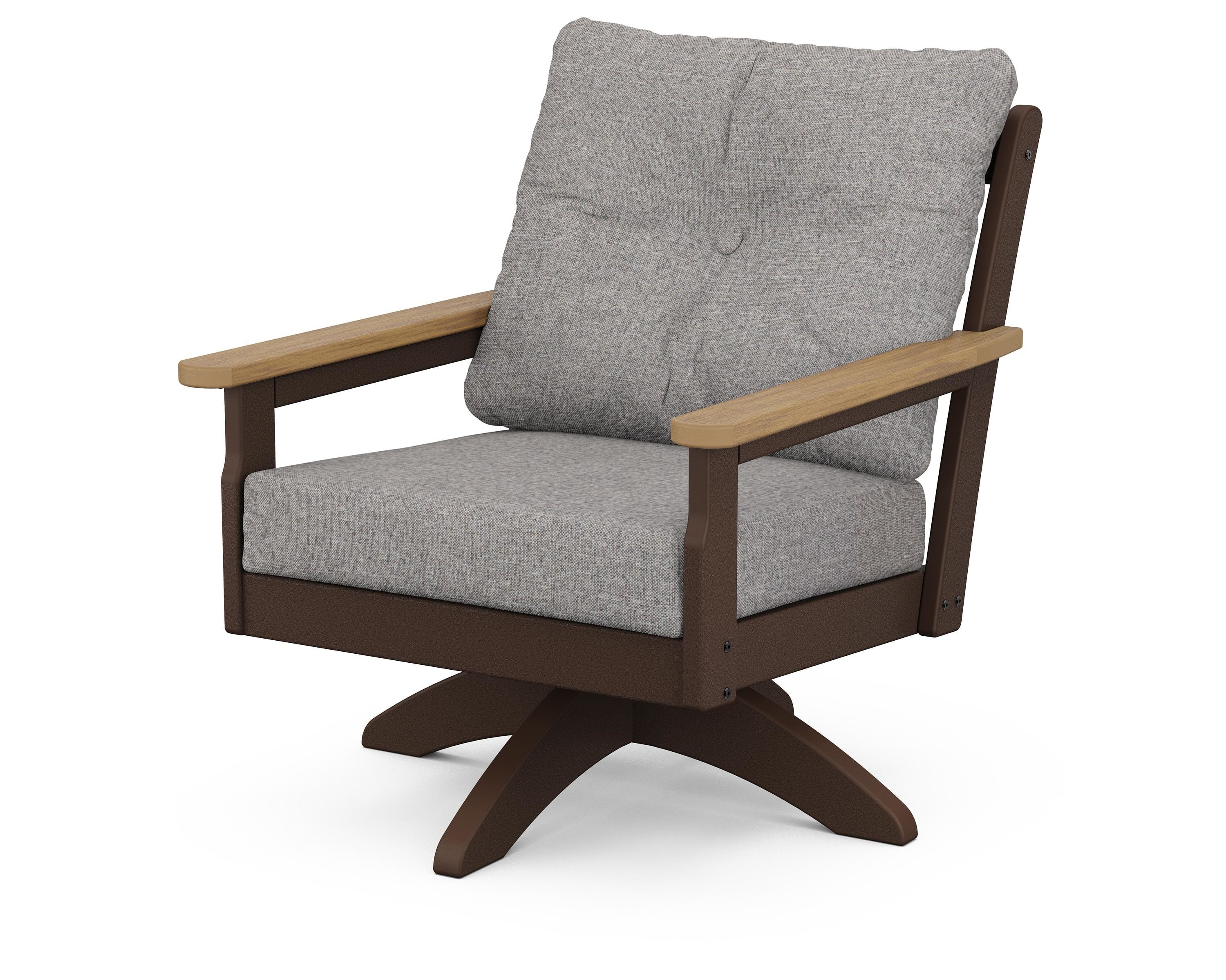 POLYWOOD® Vineyard Deep Seating Swivel Chair in Mahogany / Natural / Grey Mist