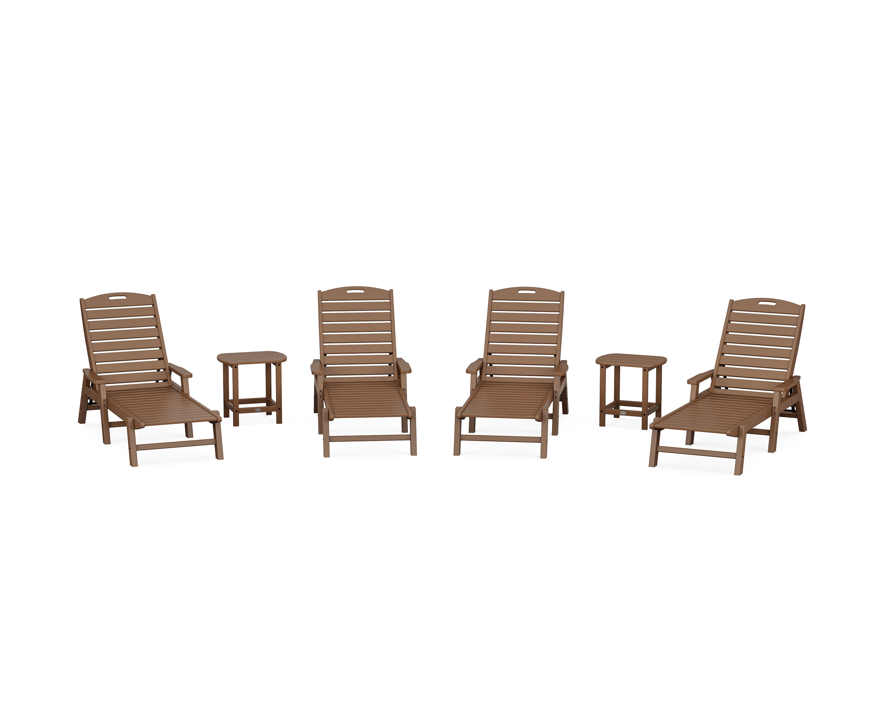POLYWOOD® Nautical Chaise 6-Piece Set with Arms in Teak
