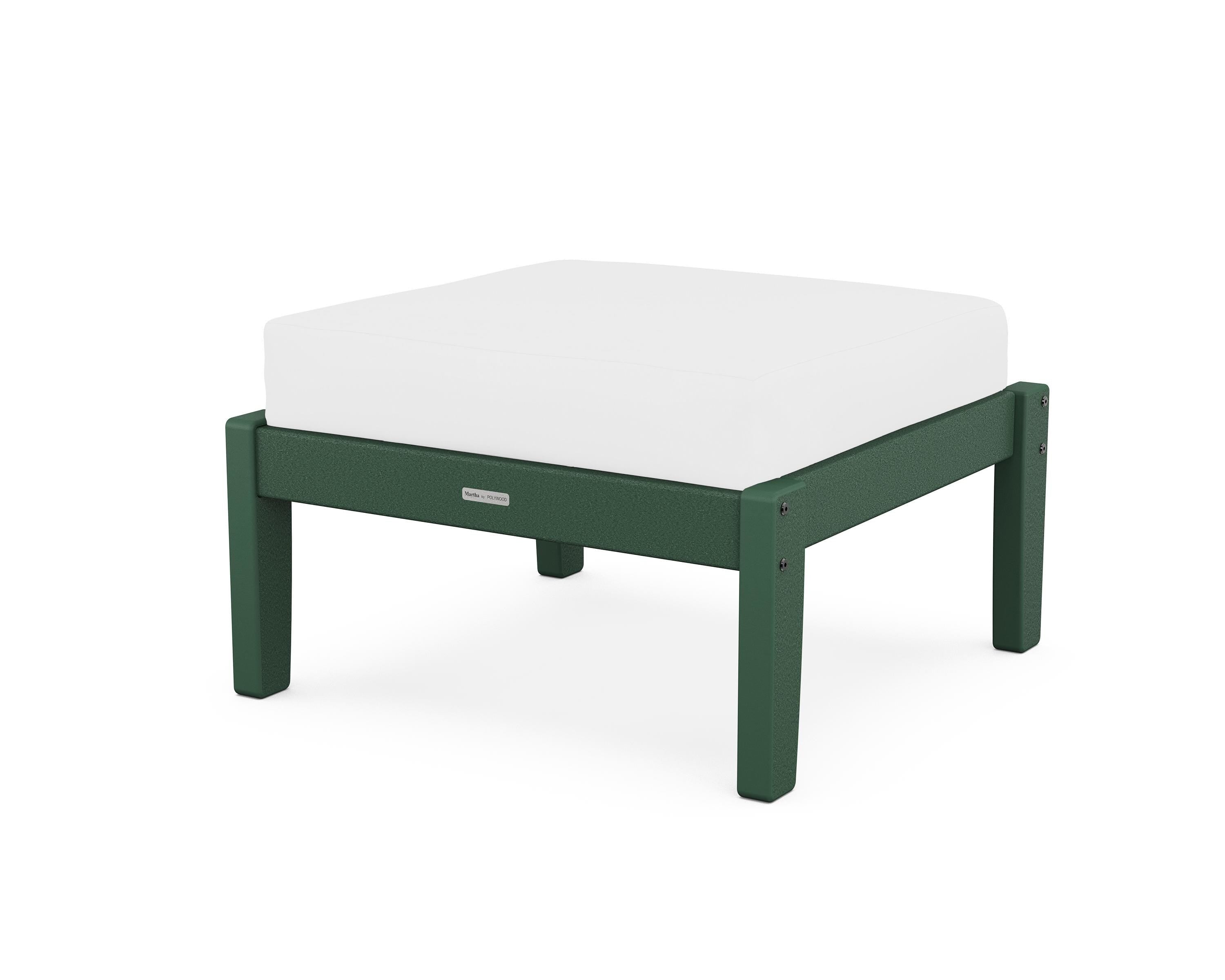 Martha Stewart by POLYWOOD® Chinoiserie Deep Seating Ottoman in Green / Natural