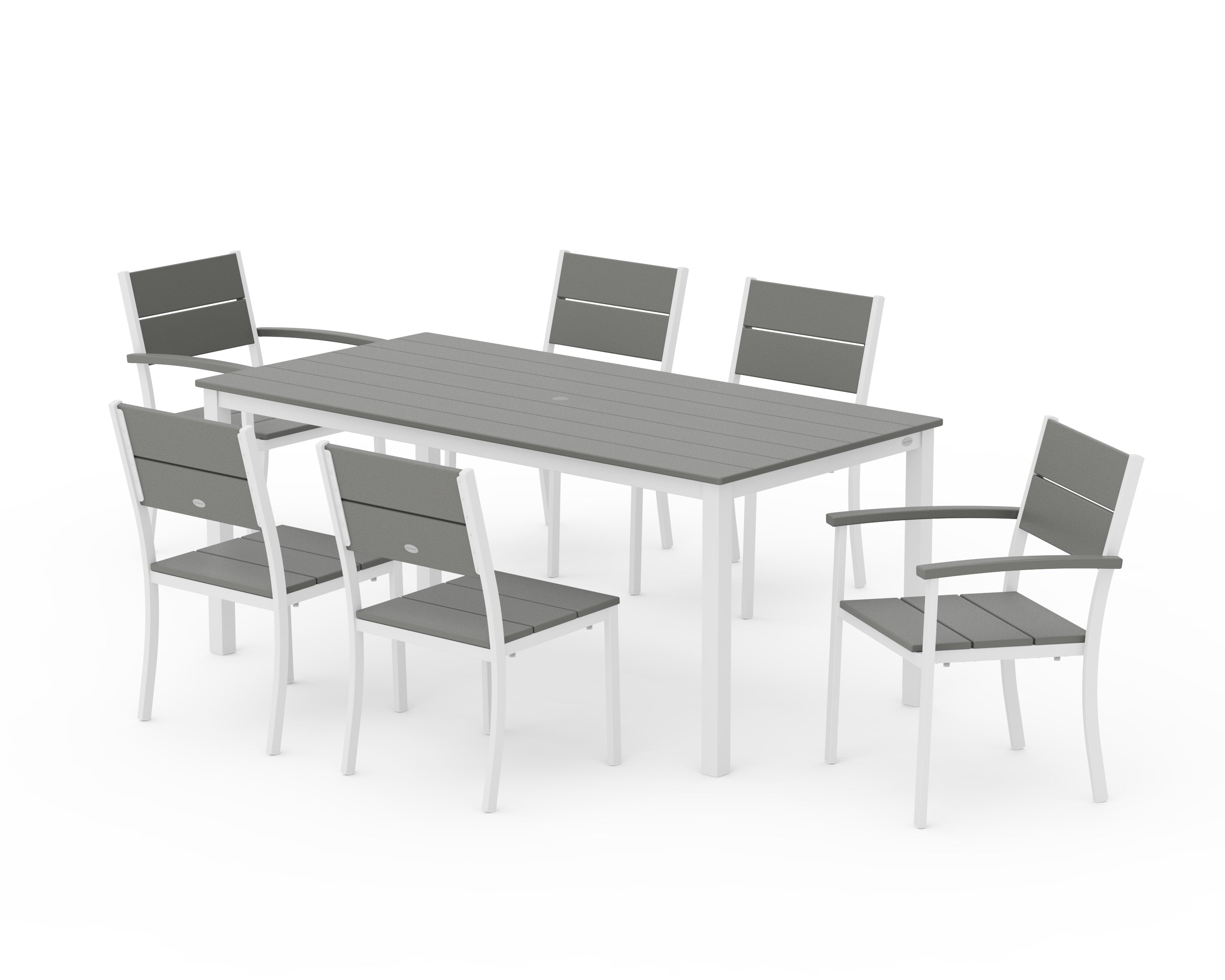 POLYWOOD® Main Street 7-Piece Dining Set in White / Slate Grey