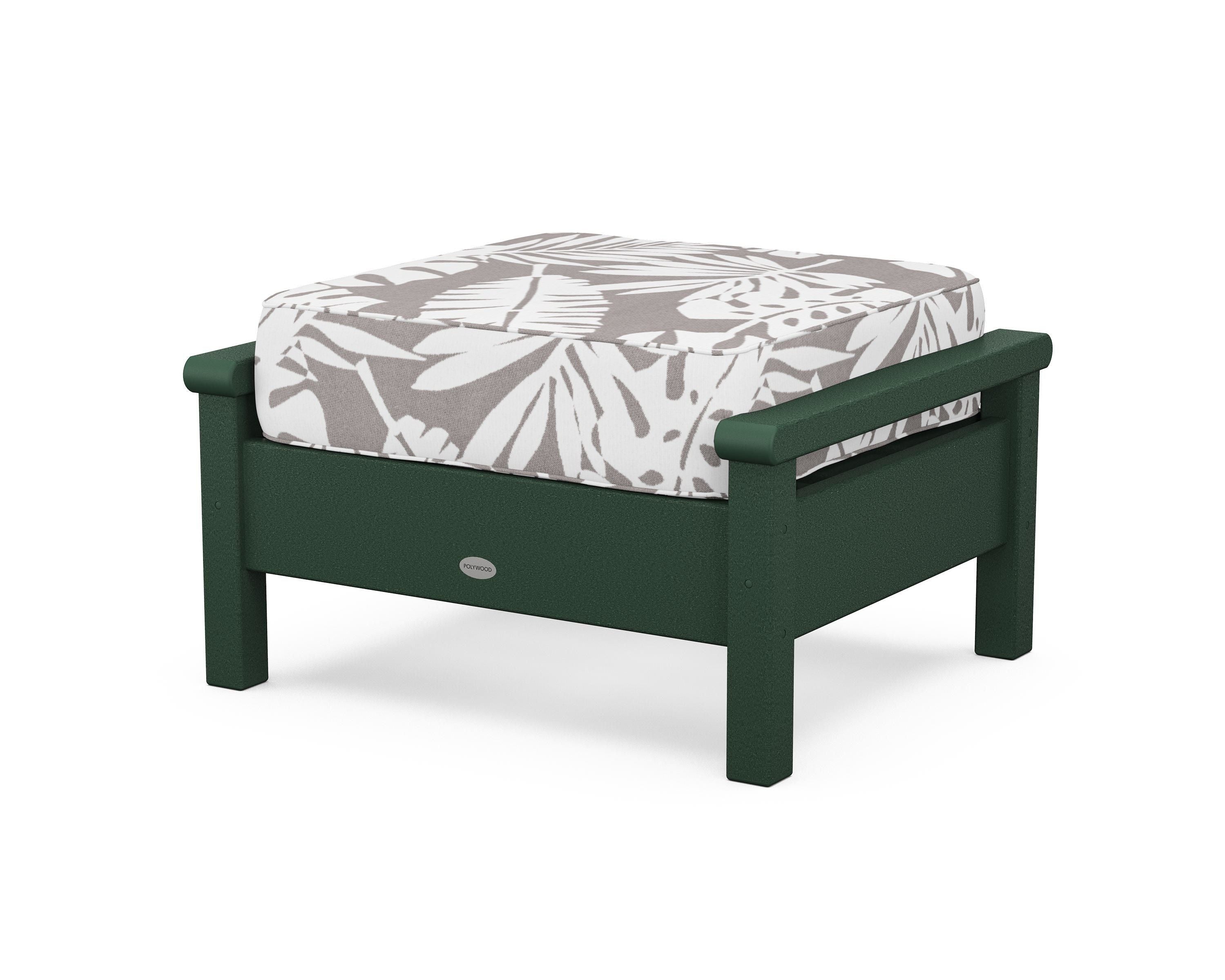 POLYWOOD® Harbour Deep Seating Ottoman in Green / Leaf Grey Mist