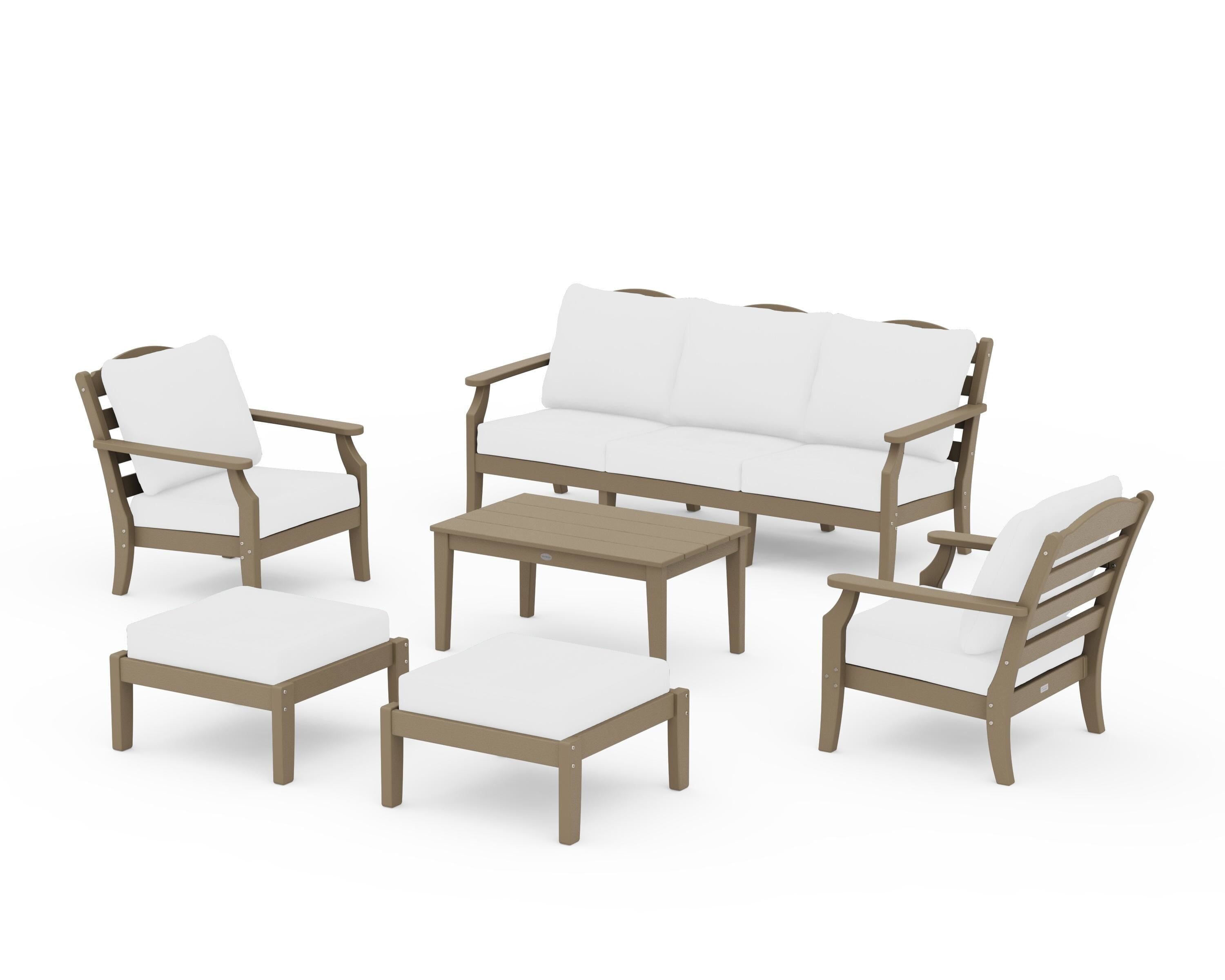 Draper James™ by POLYWOOD® Savannah 6-Piece Lounge Sofa Set in Vintage Sahara / Natural