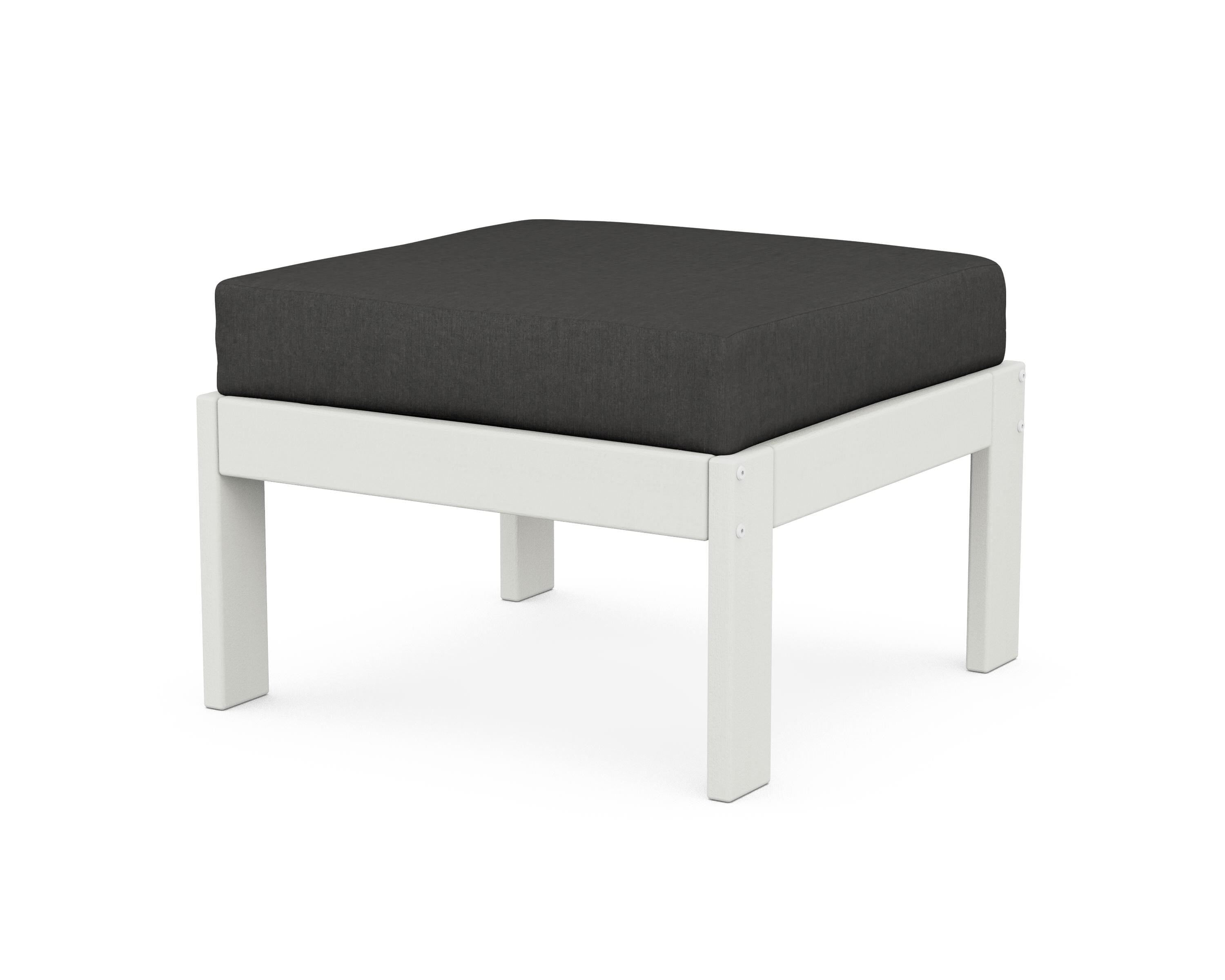 POLYWOOD® Vineyard Modular Ottoman in Vintage White / Spectrum Carbon