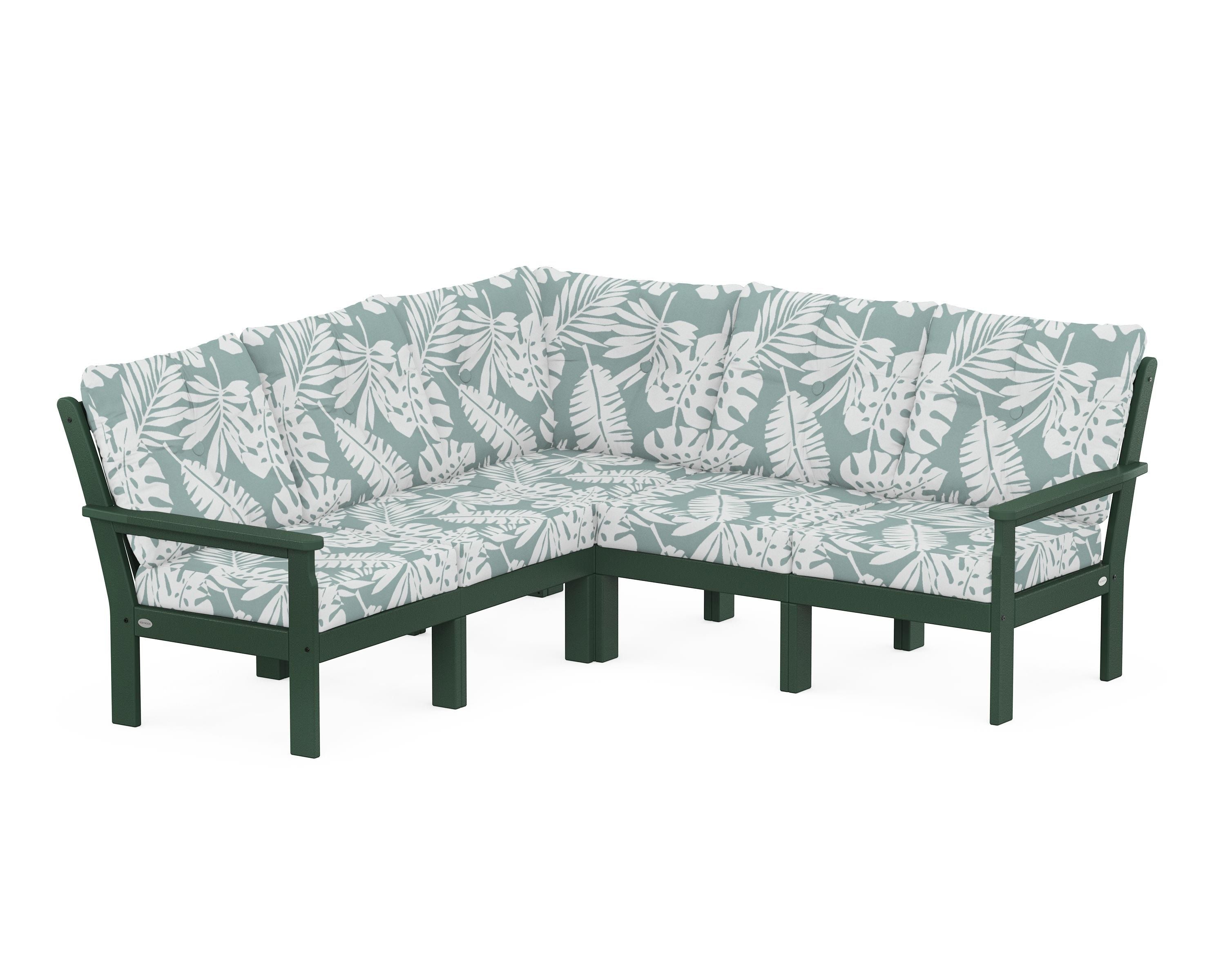 POLYWOOD® Vineyard 5-Piece Sectional in Green / Leaf Glacier Spa