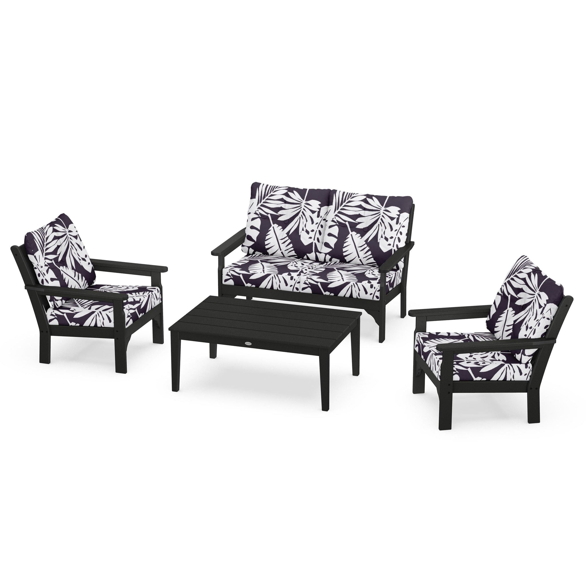Vineyard 4 Piece Deep Seating Set - Black