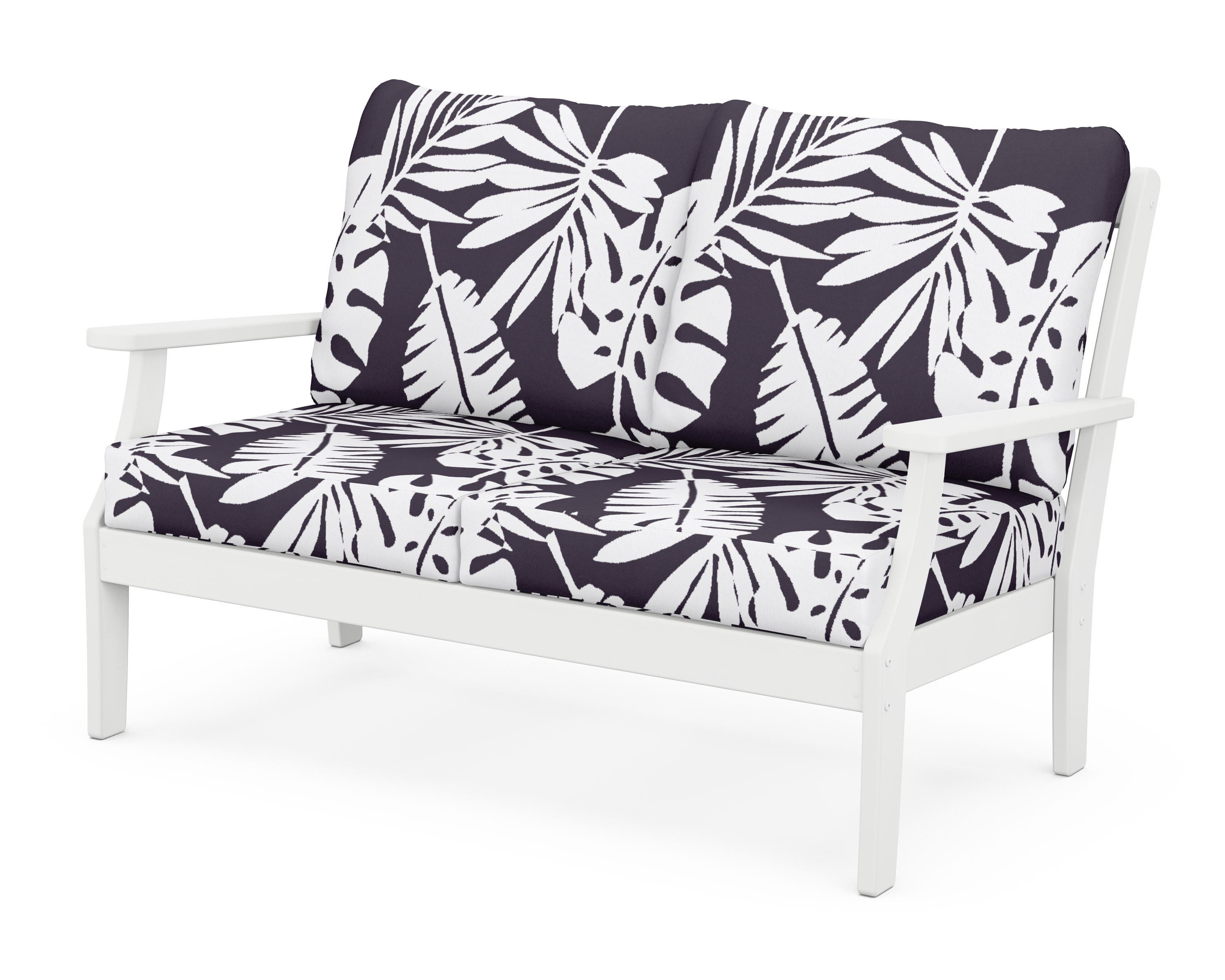 POLYWOOD® Braxton Deep Seating Loveseat in White / Leaf Navy
