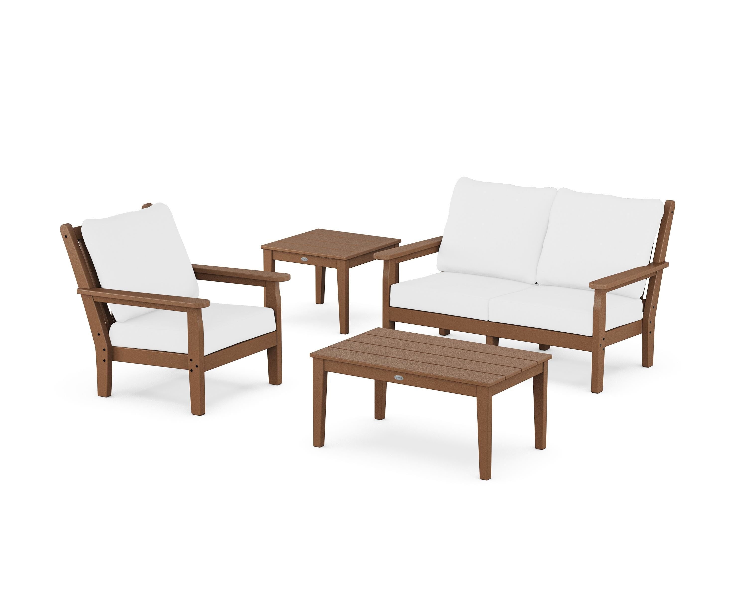 POLYWOOD® Chippendale 4-Piece Deep Seating Set in Teak / Natural