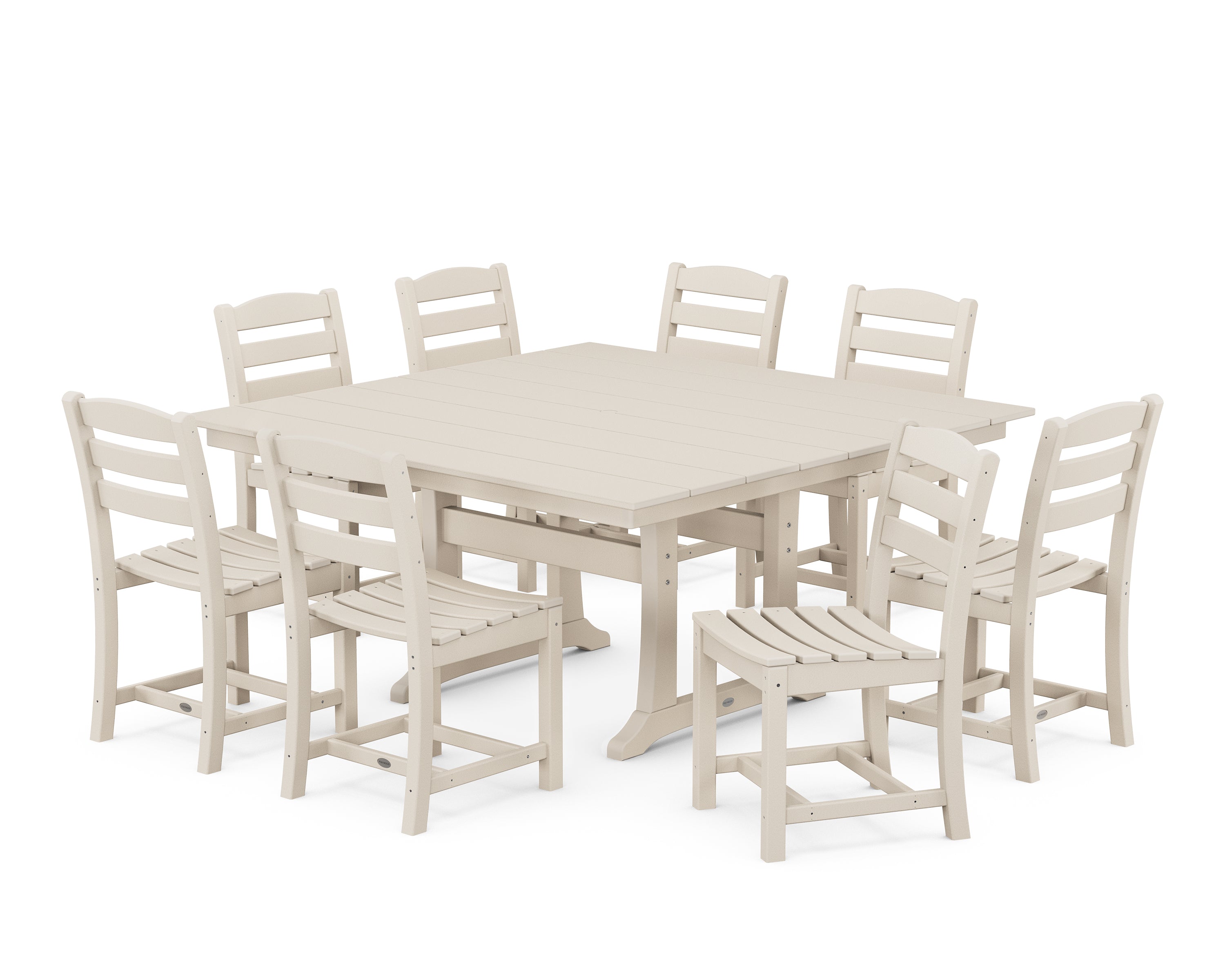 POLYWOOD® La Casa Café 9-Piece Farmhouse Trestle Dining Set in Sand