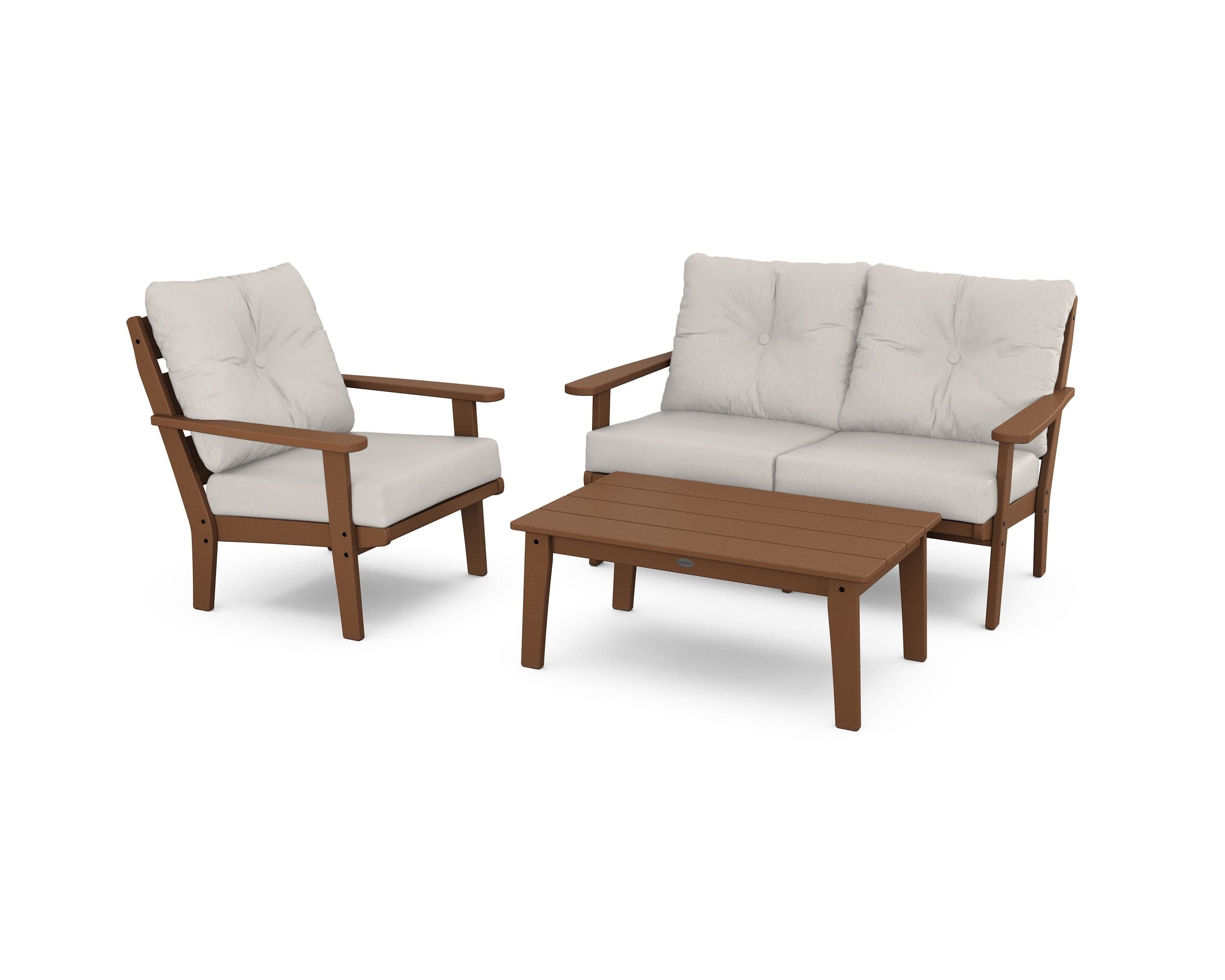 POLYWOOD® Lakeside 3-Piece Deep Seating Set in Teak / Cast Ash