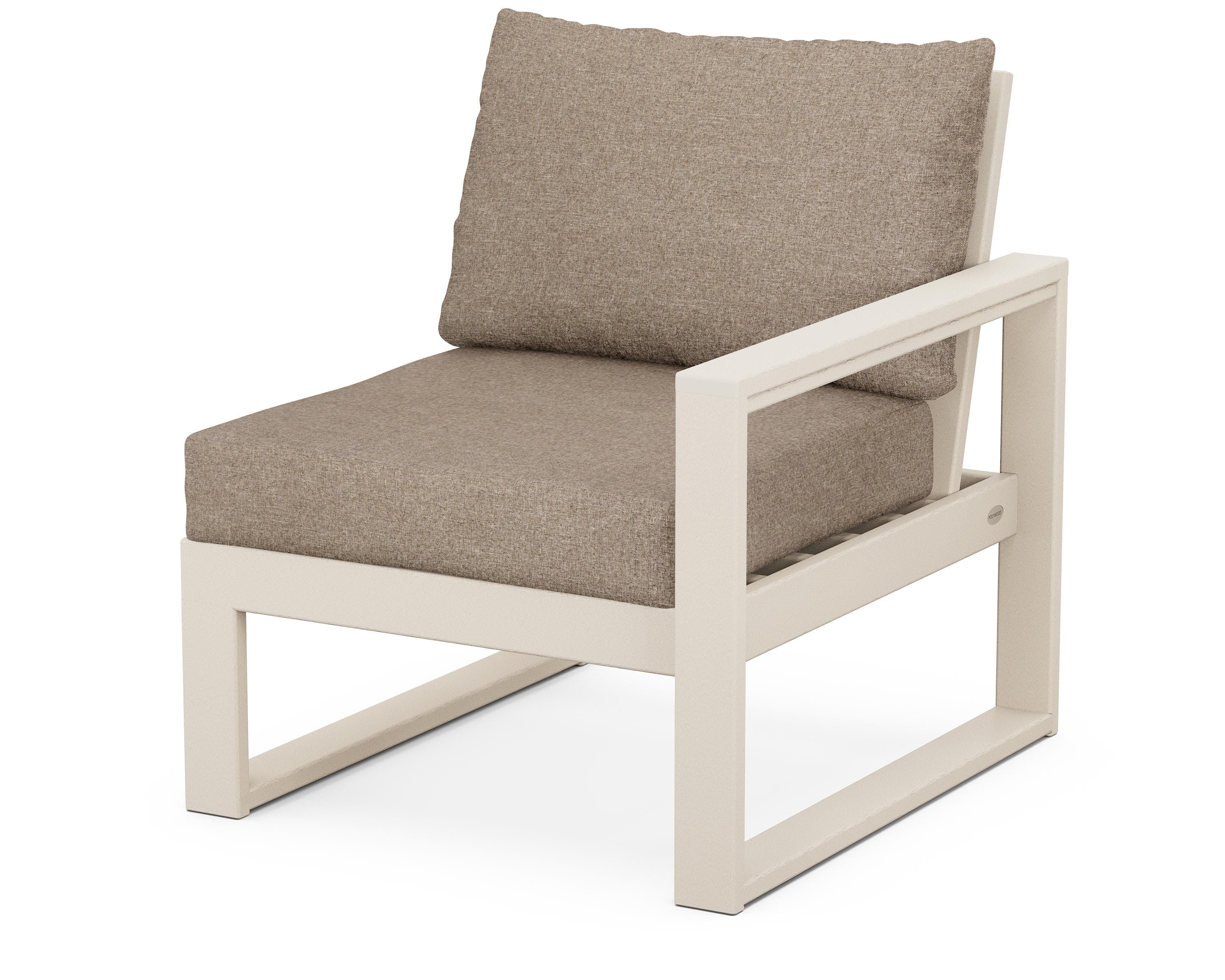 POLYWOOD® EDGE Modular Right Arm Chair in Sand / Spiced Burlap