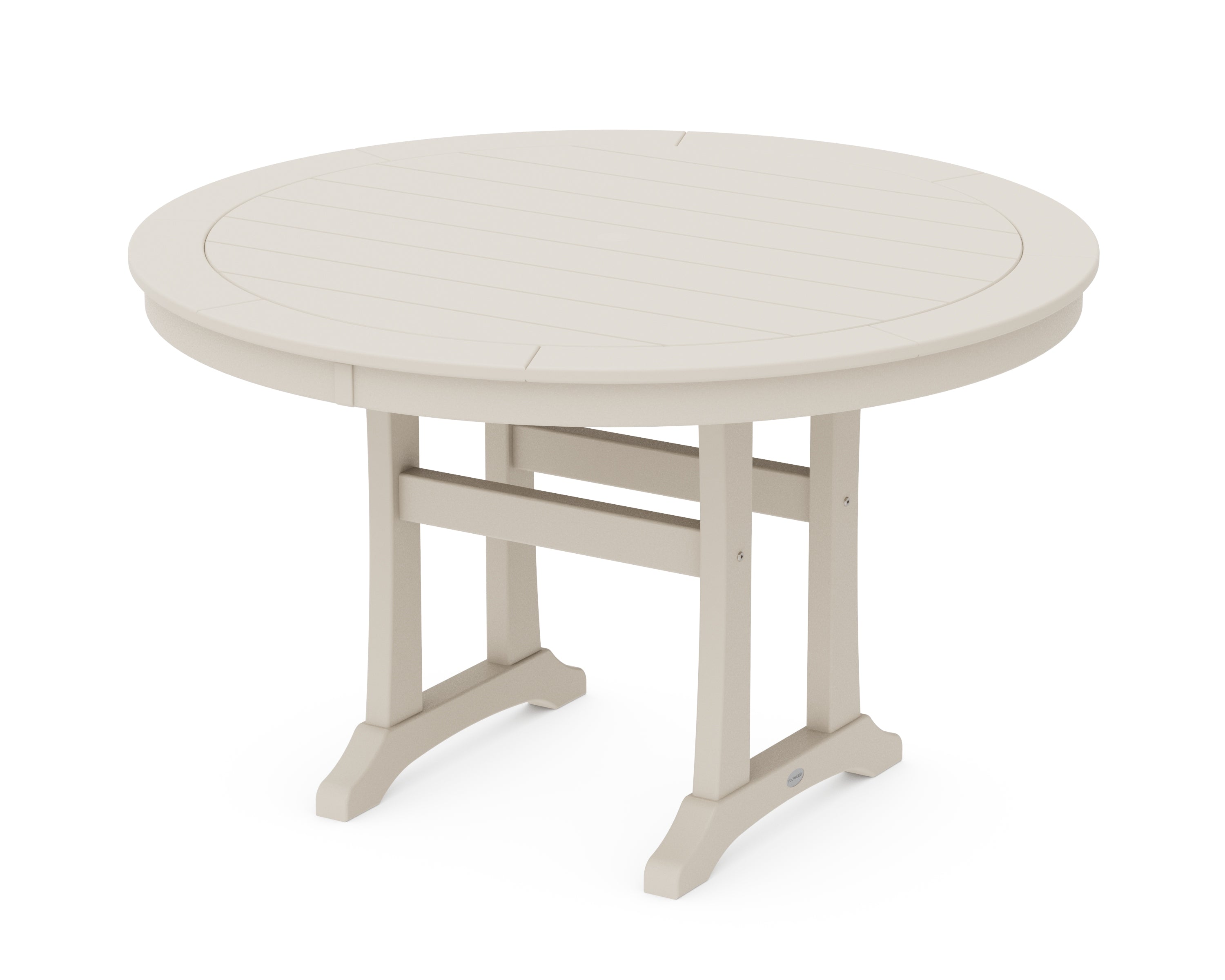 POLYWOOD® Nautical Trestle 48" Round Dining Table in Sand