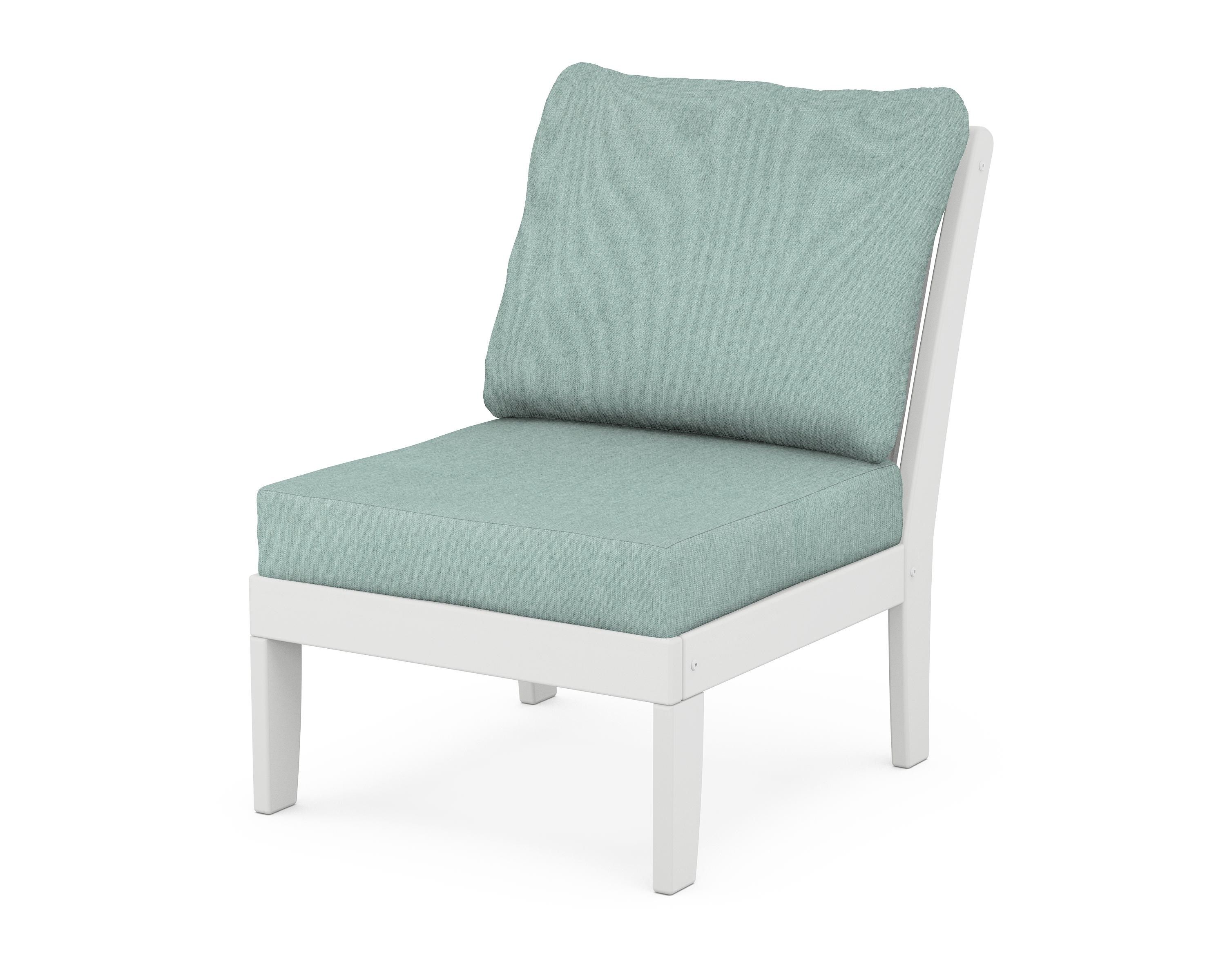 POLYWOOD® Braxton Modular Armless Chair in White / Glacier Spa