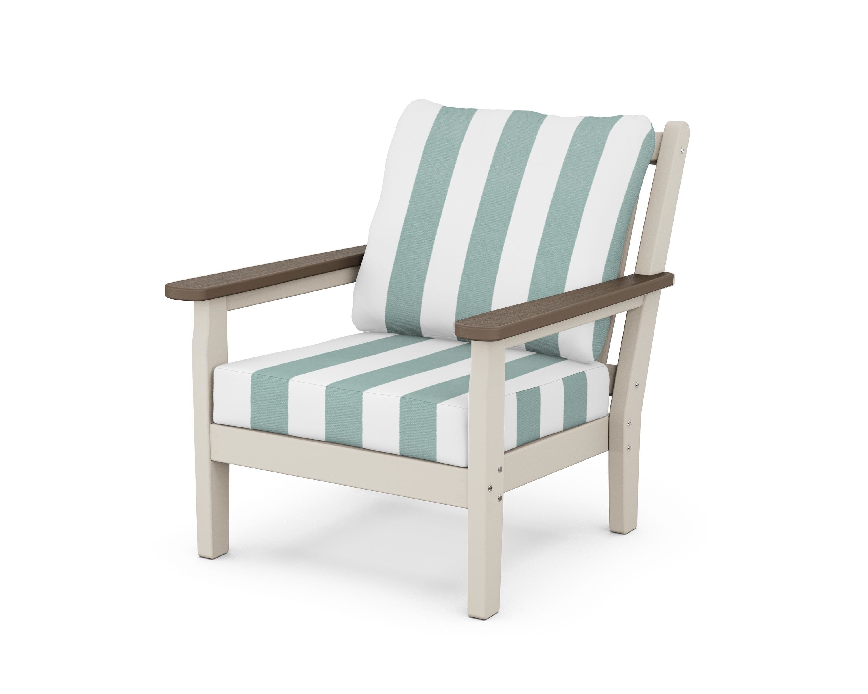 POLYWOOD® Chippendale Deep Seating Chair in Sand / Kona / Cabana Stripe Glacier Spa