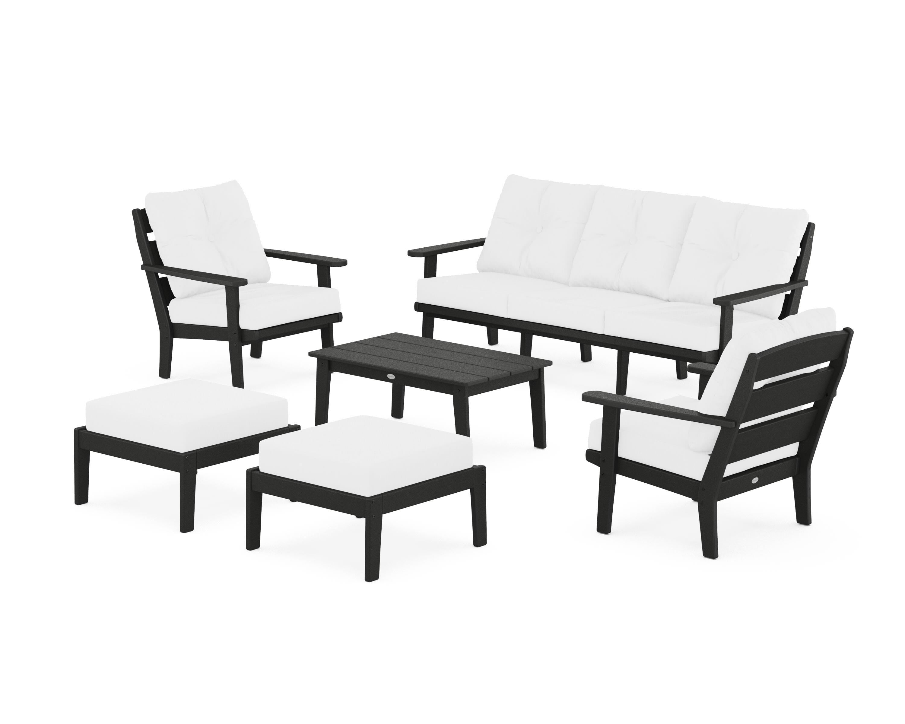 POLYWOOD® Lakeside 6-Piece Lounge Sofa Set in Black / Natural