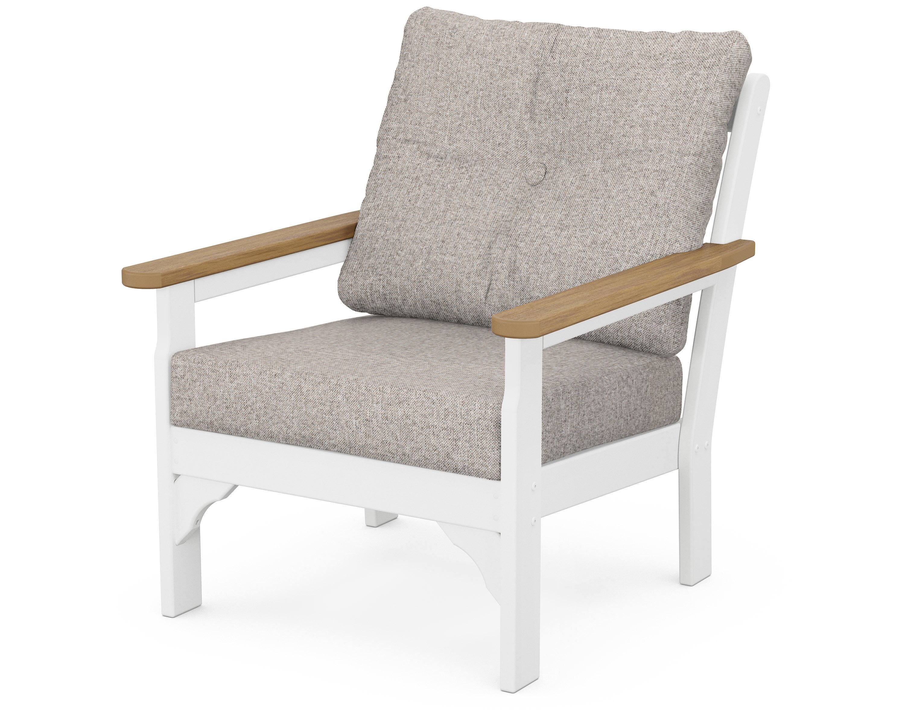 POLYWOOD® Vineyard Deep Seating Chair in White / Natural / Weathered Tweed