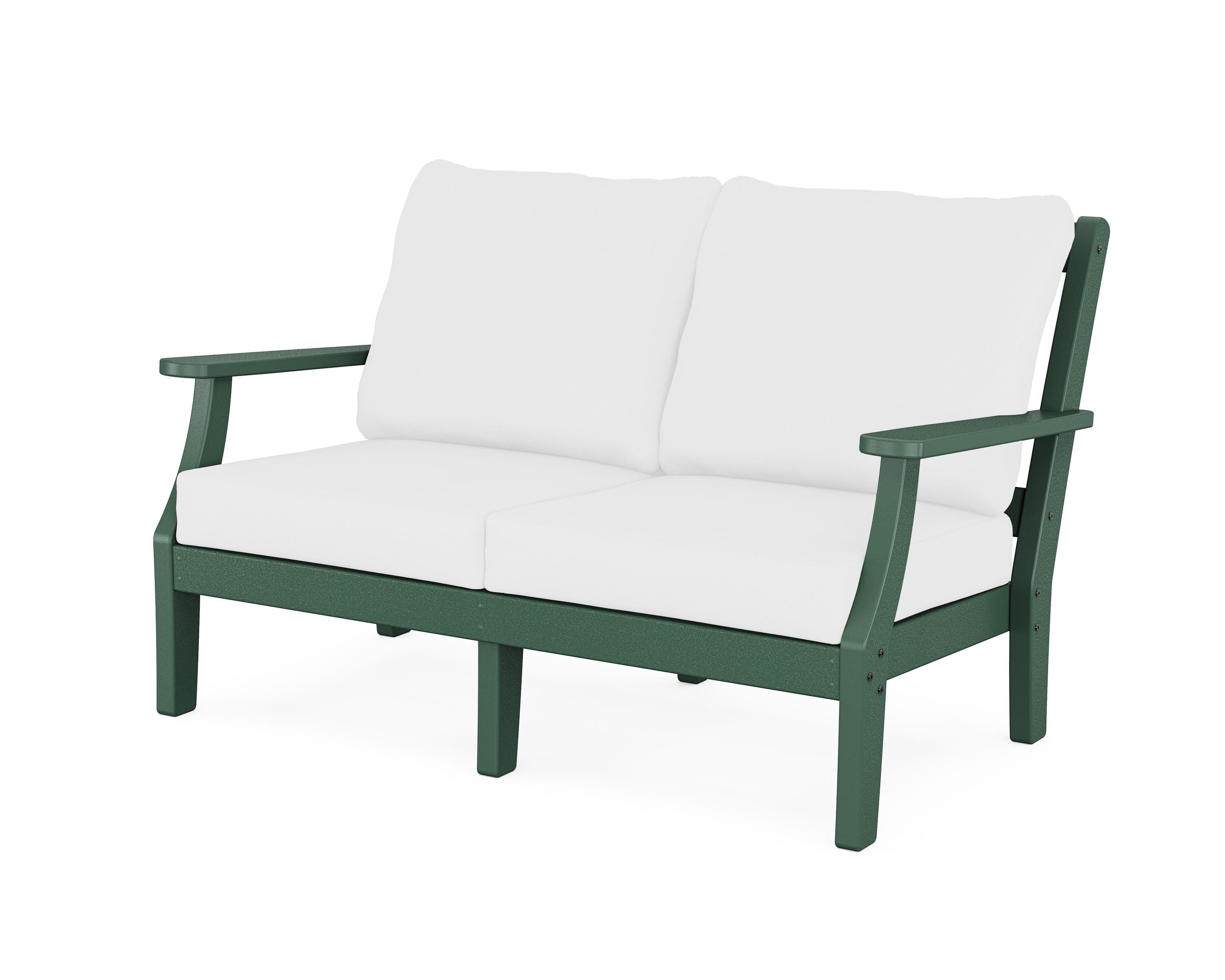 Martha Stewart by POLYWOOD® Chinoiserie Deep Seating Loveseat in Green / Natural