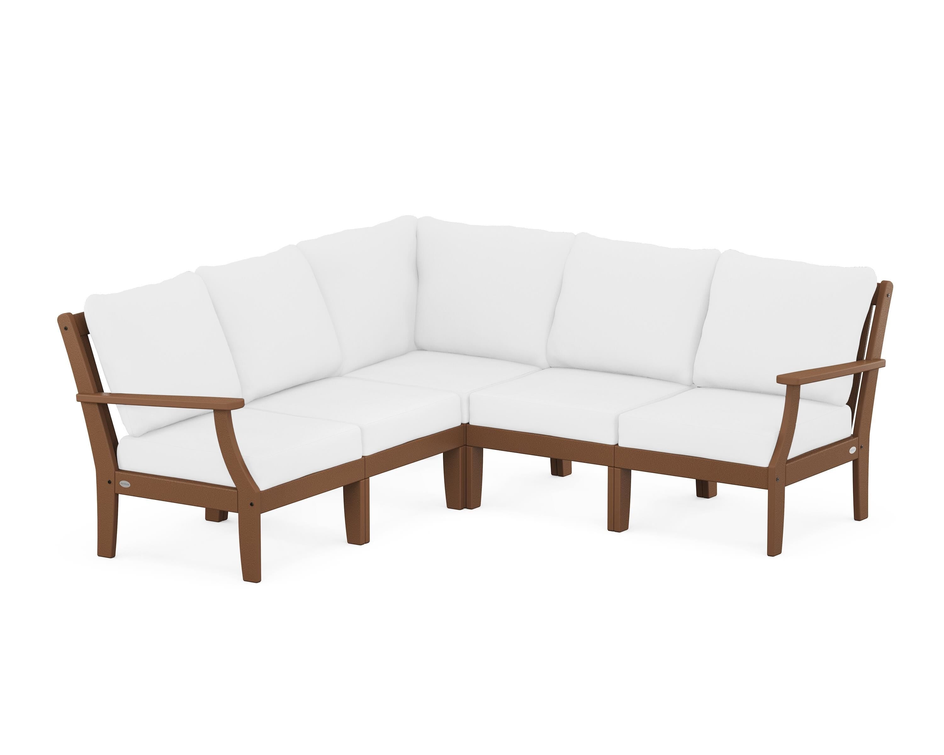 POLYWOOD® Braxton Modular 5-Piece Deep Seating Set in Teak / Natural