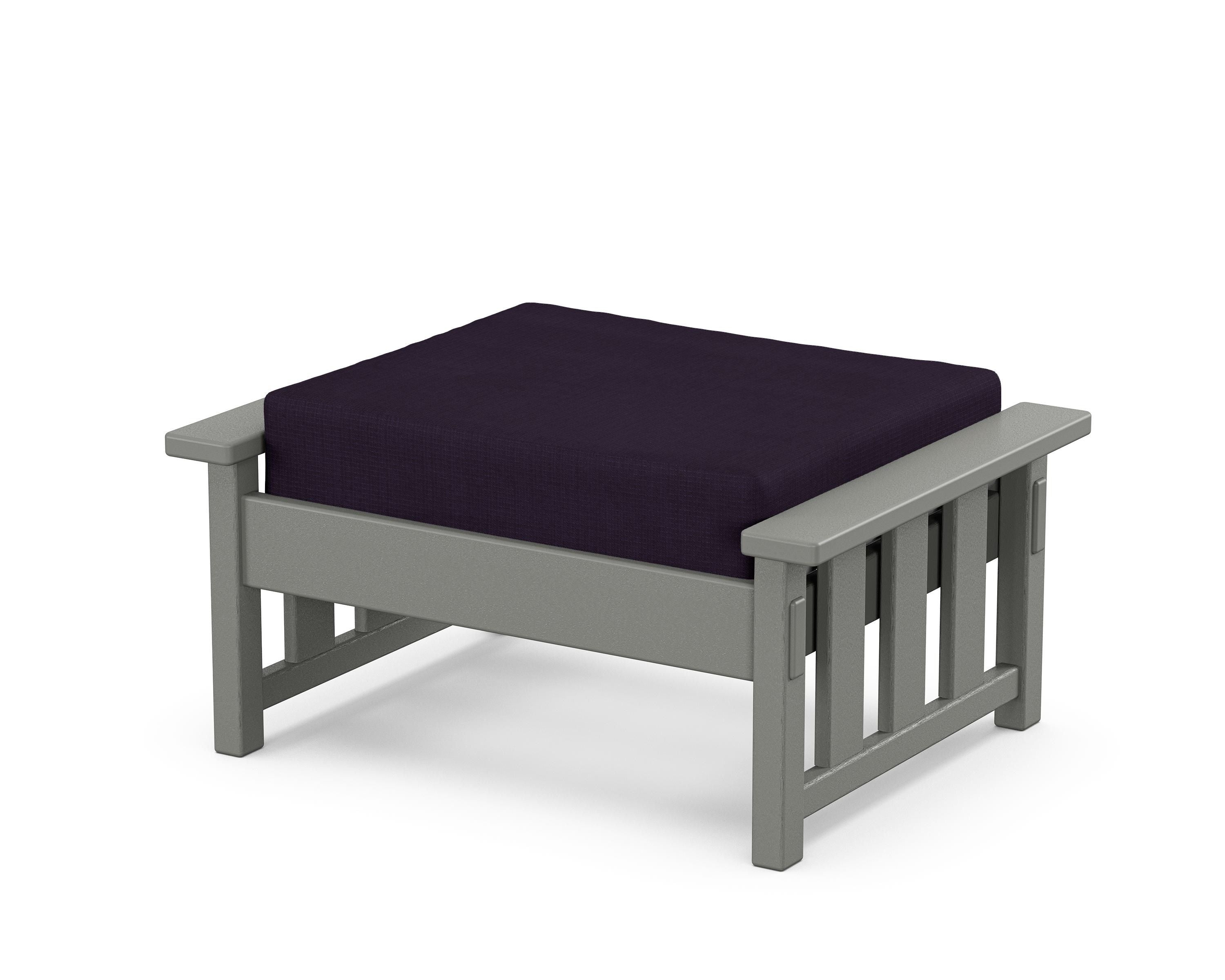 Martha Stewart by POLYWOOD® Acadia Deep Seating Ottoman in Slate Grey / Navy Linen